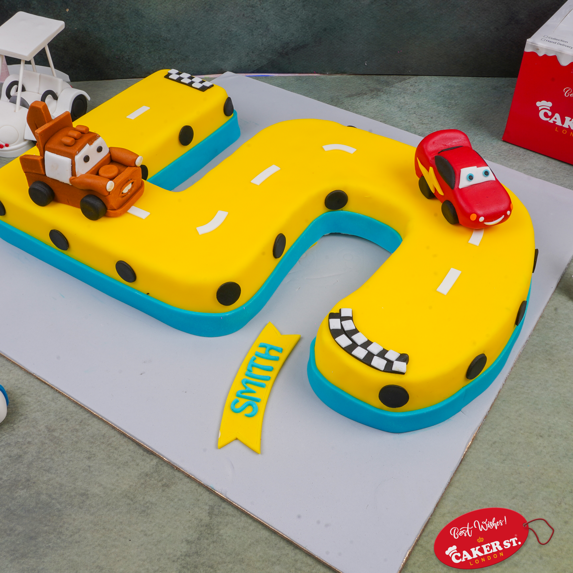 Kids Cars Number Birthday Cake