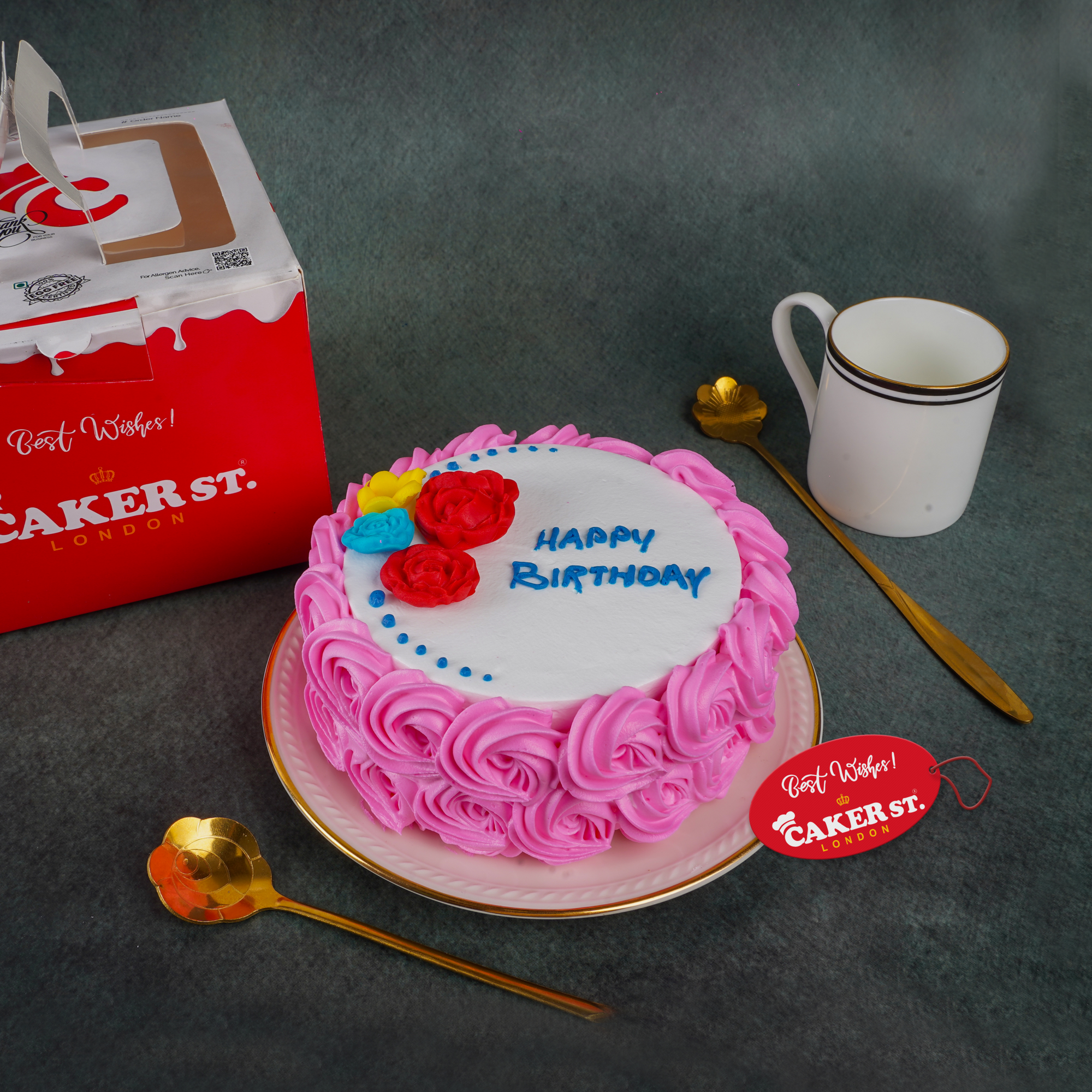 Pink Rosette Floral Birthday Cake