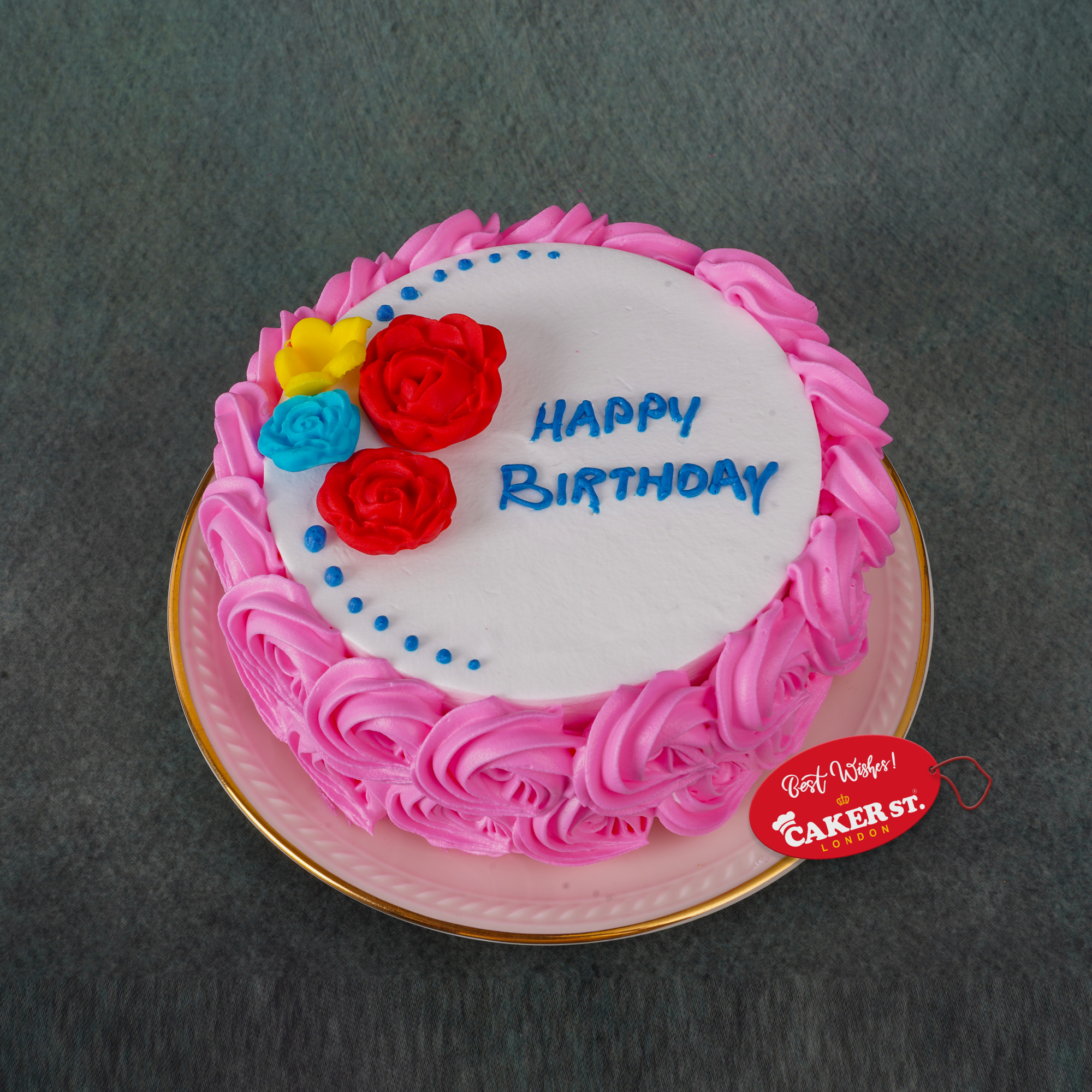 Pink Rosette Floral Birthday Cake