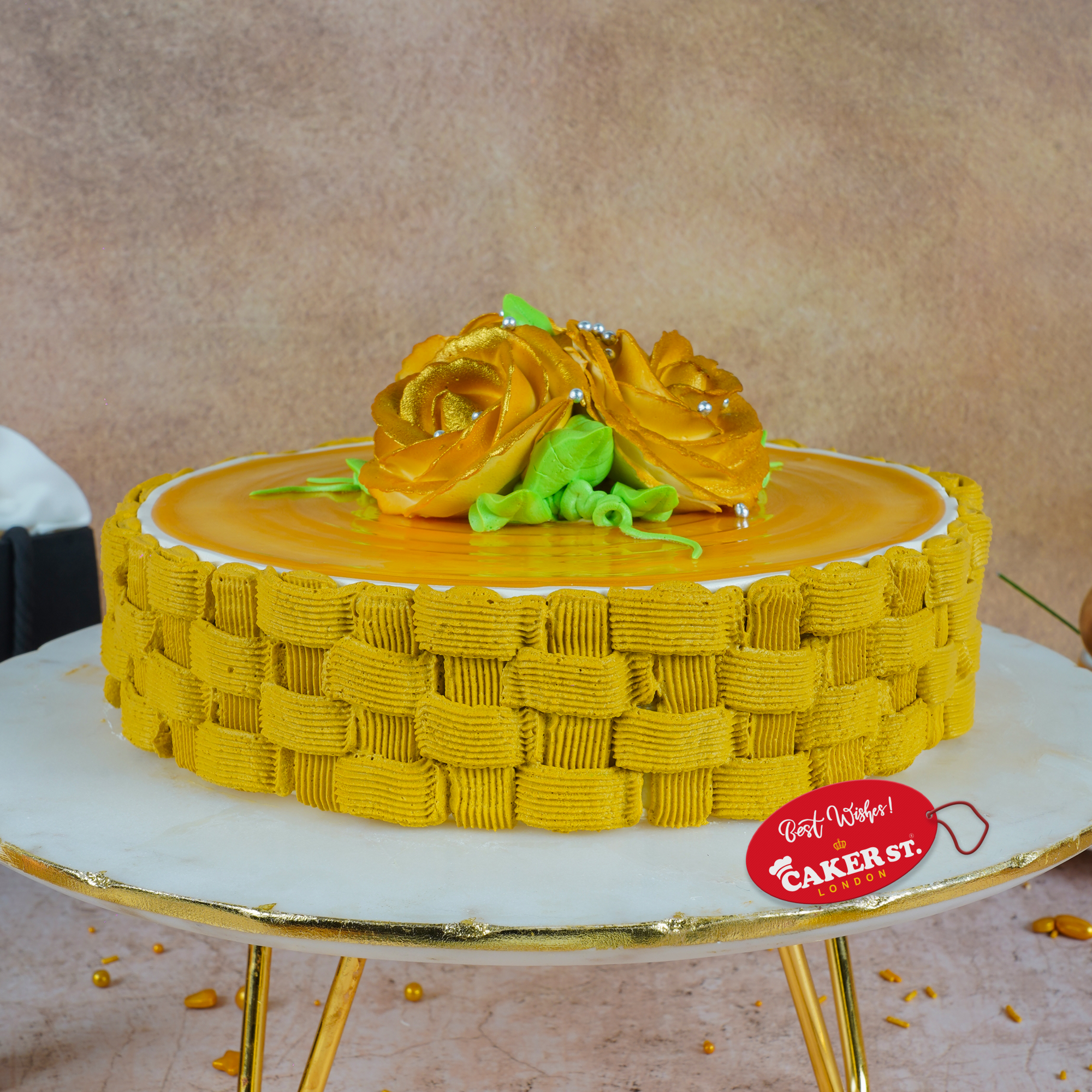 Floral Basket Weave Birthday Cake for Her