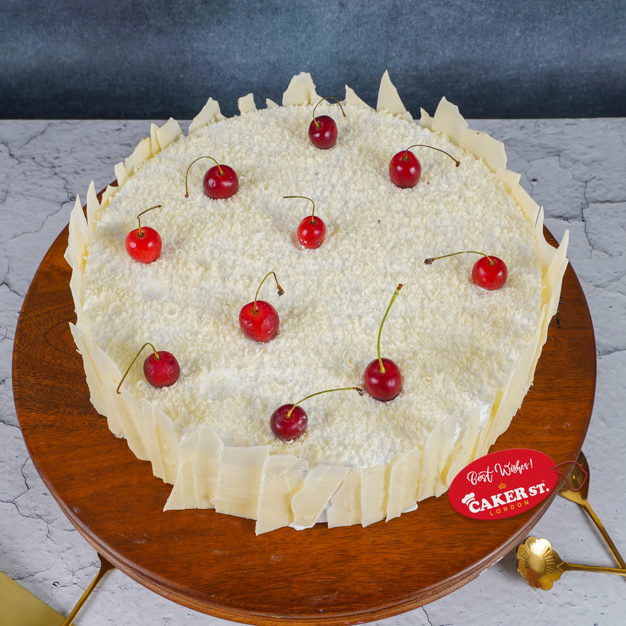 White Chocolate Cherry Birthday Cake