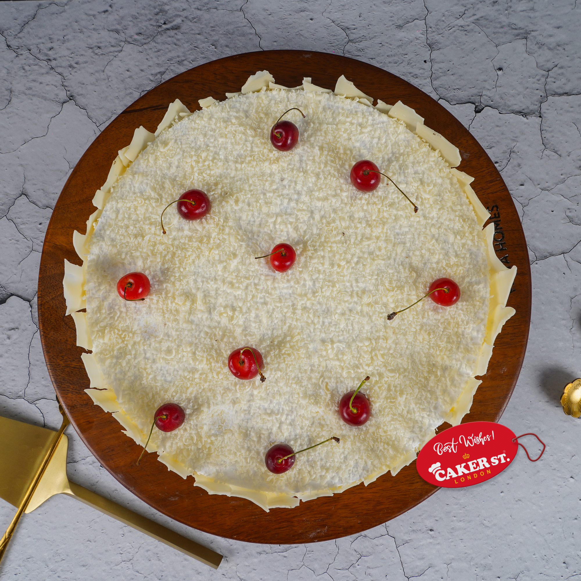 White Chocolate Cherry Birthday Cake