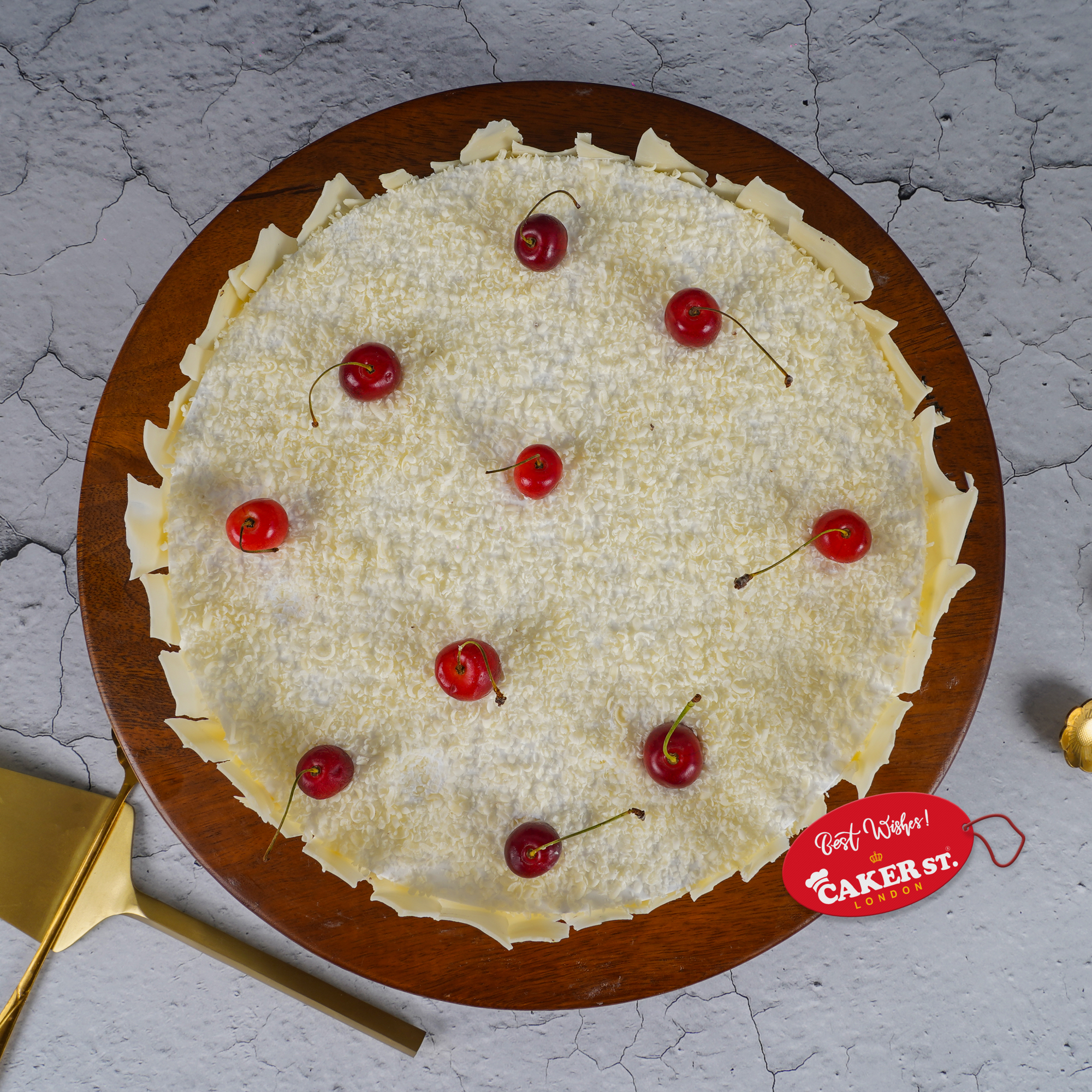 White Chocolate Cherry Birthday Cake