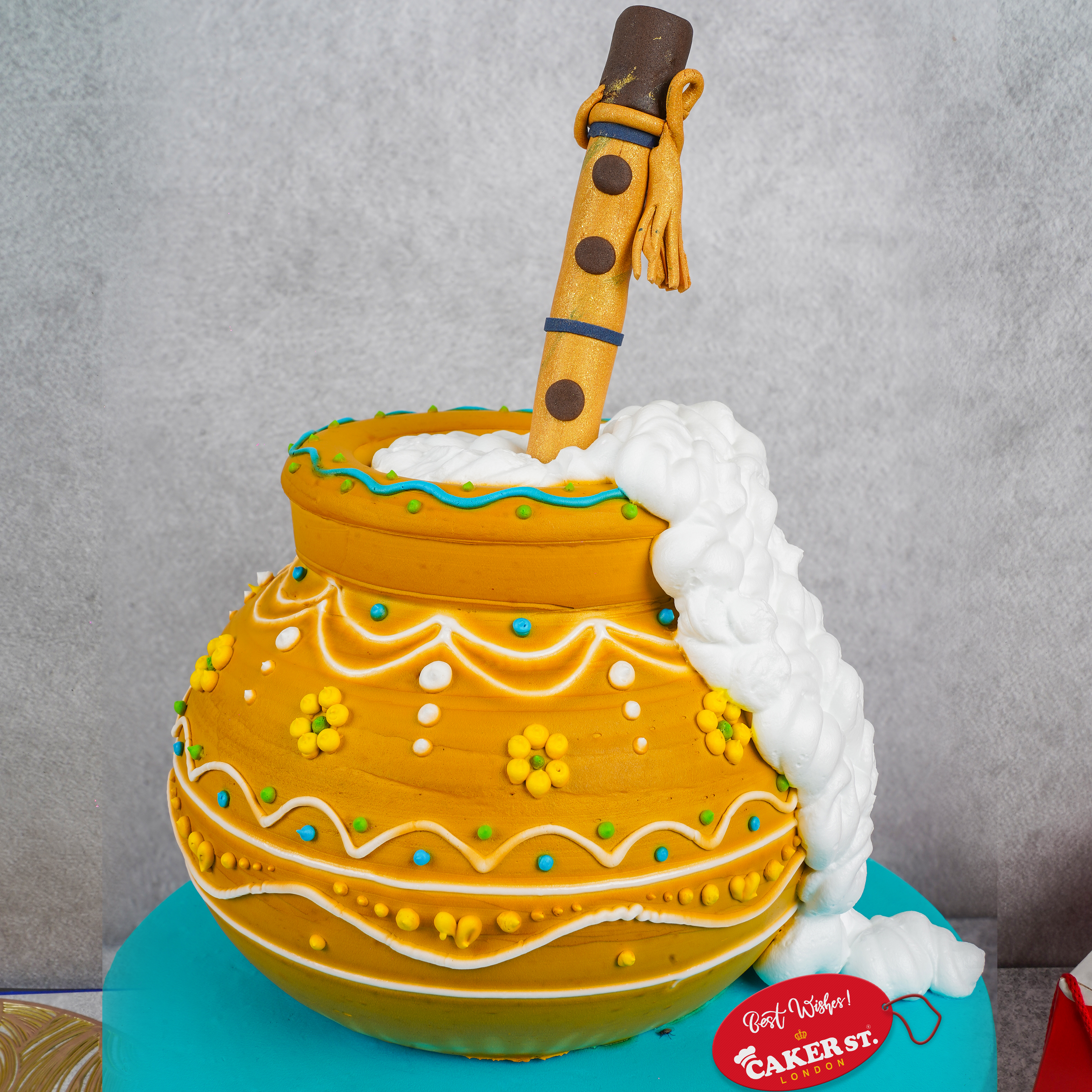 Janmashtami Theme Birthday Cake with Dahi Handi & Flute