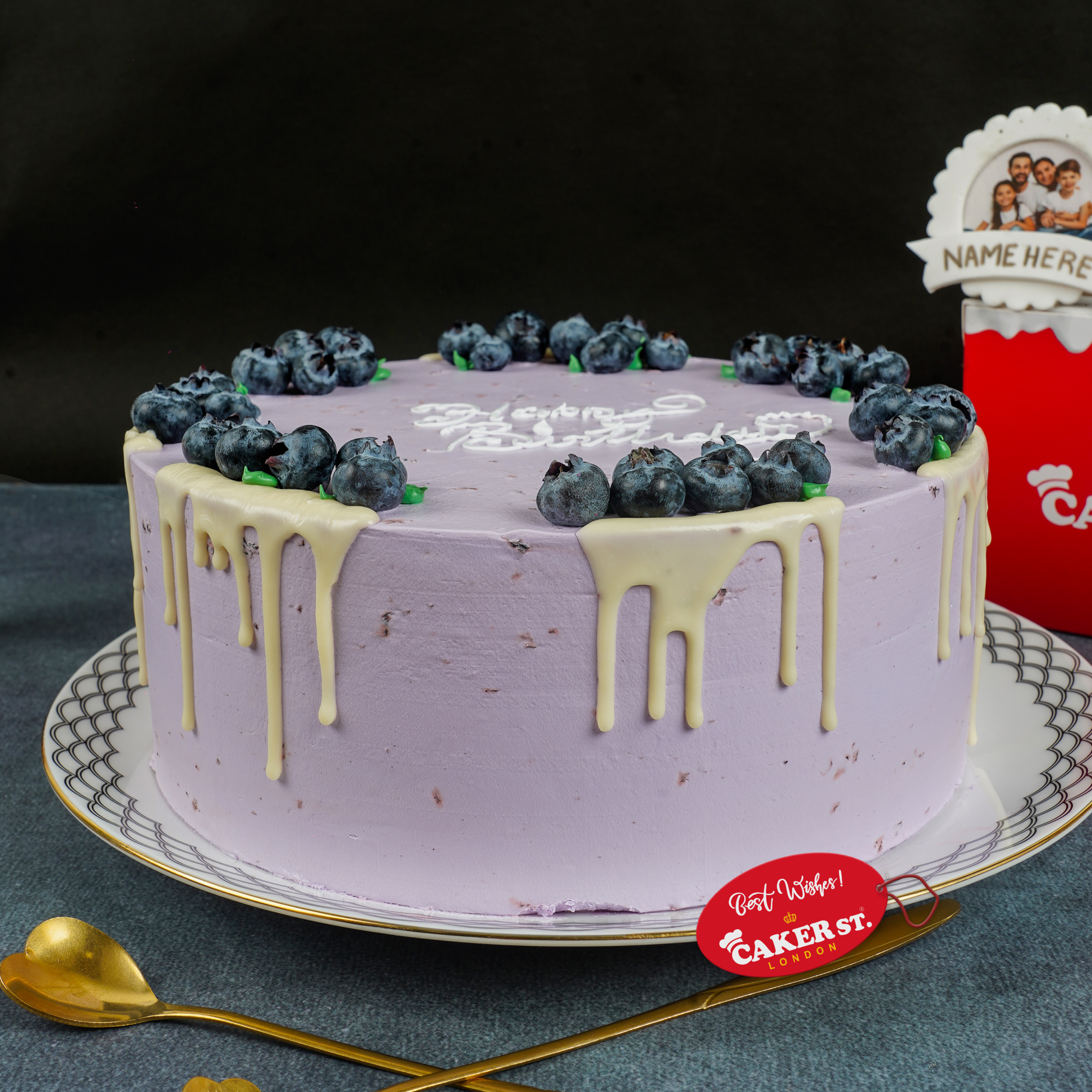 Blueberry Drip Birthday Cake