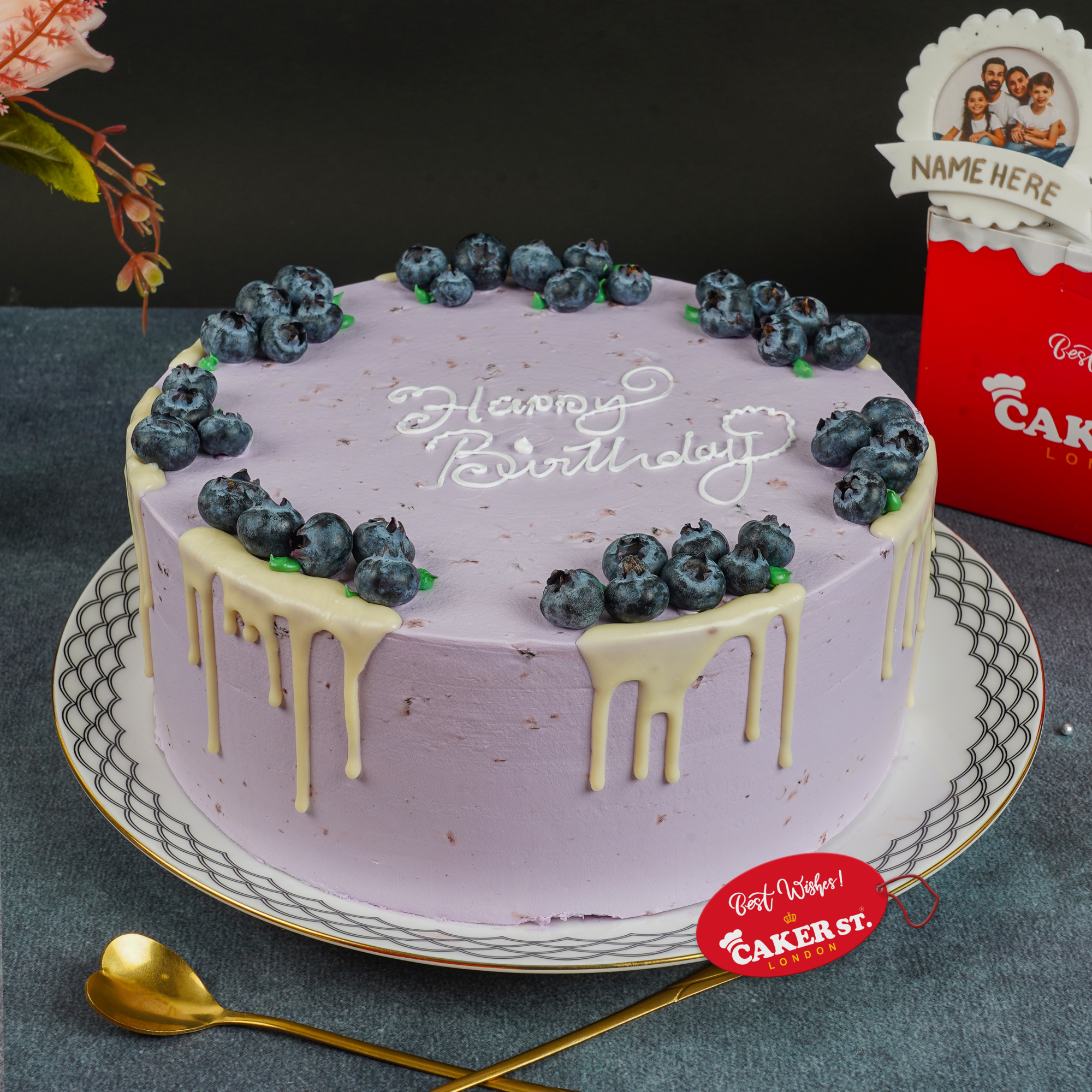 Blueberry Drip Birthday Cake