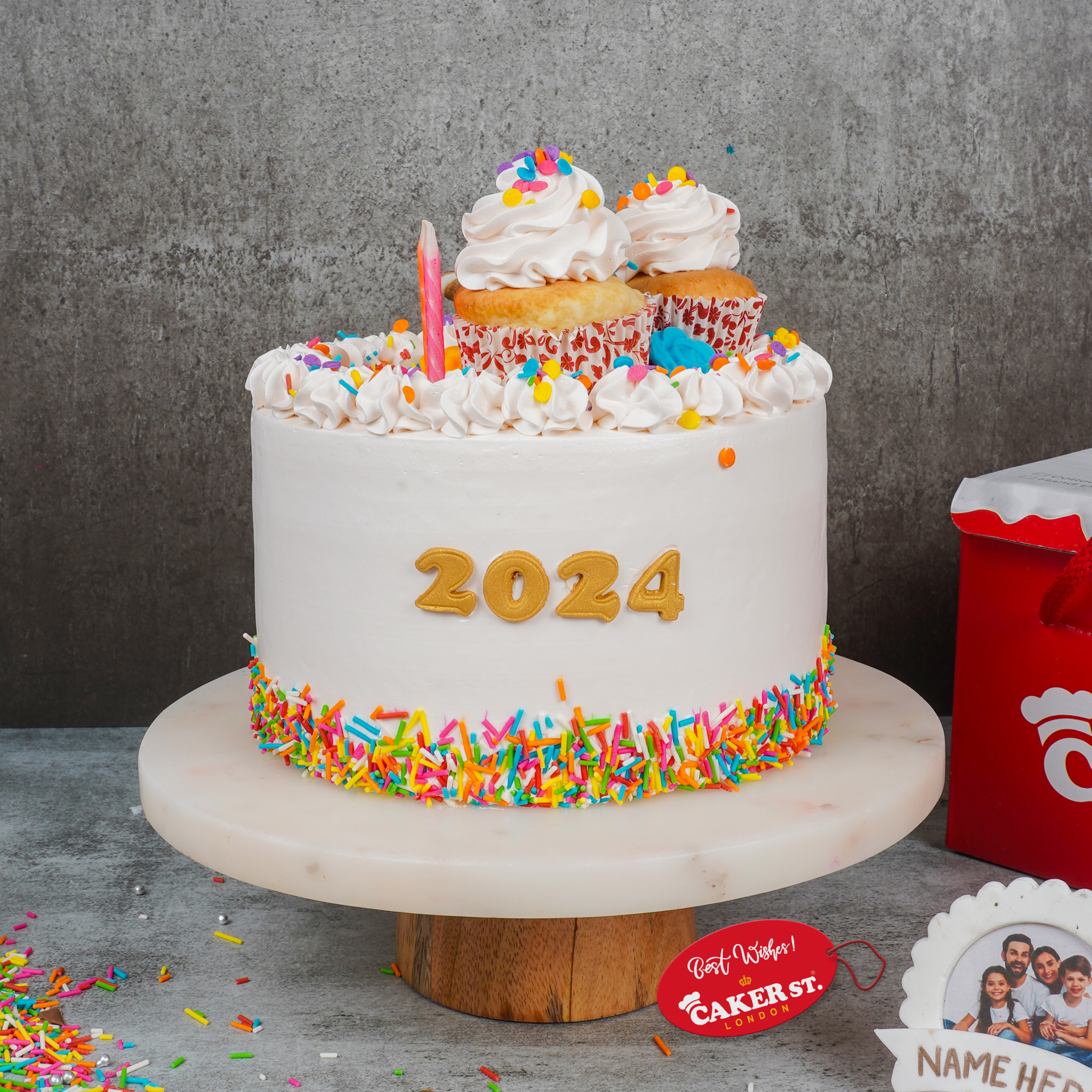 Happy New Year Celebration Cake with Sprinkles