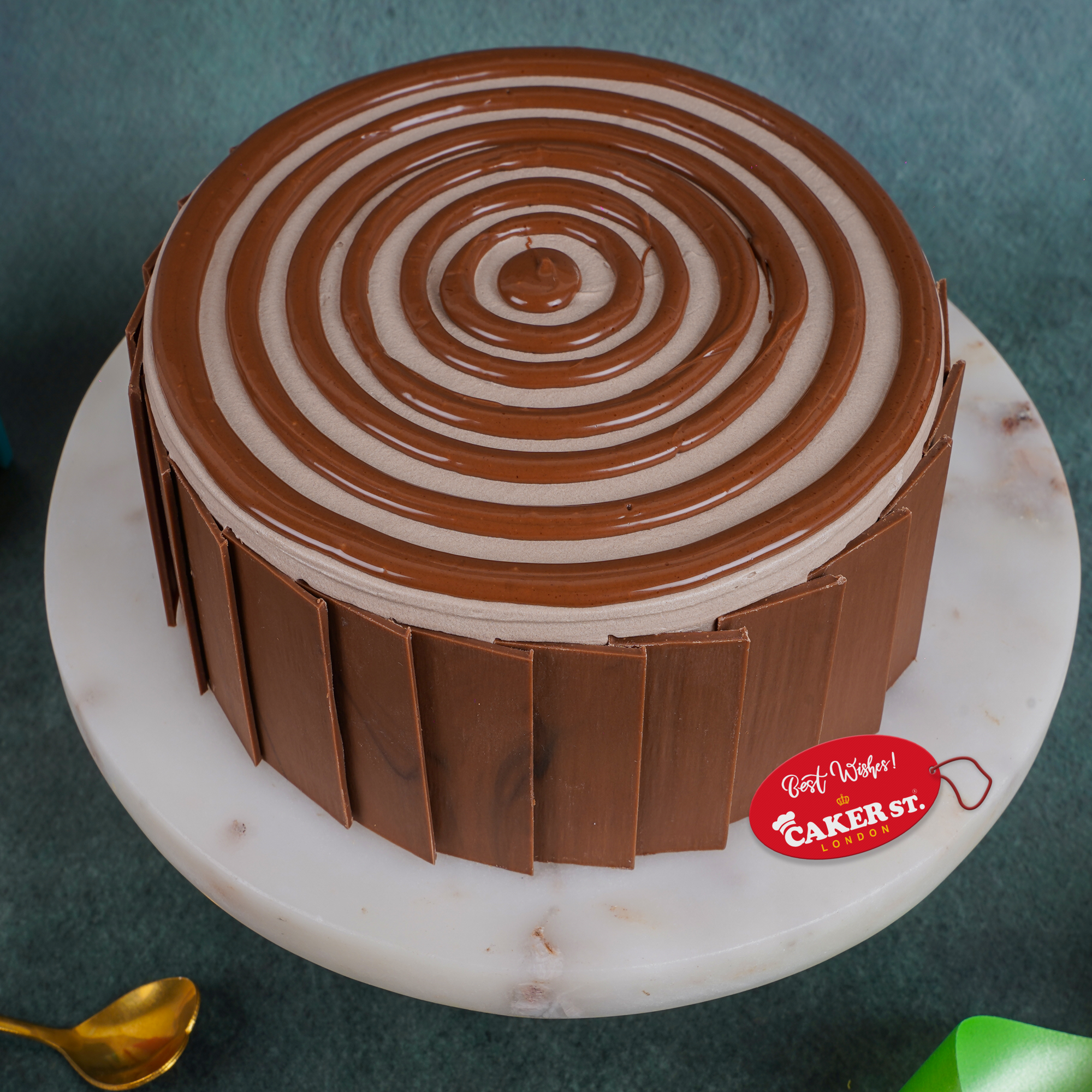 Elegant Chocolate Swirl Birthday Cake