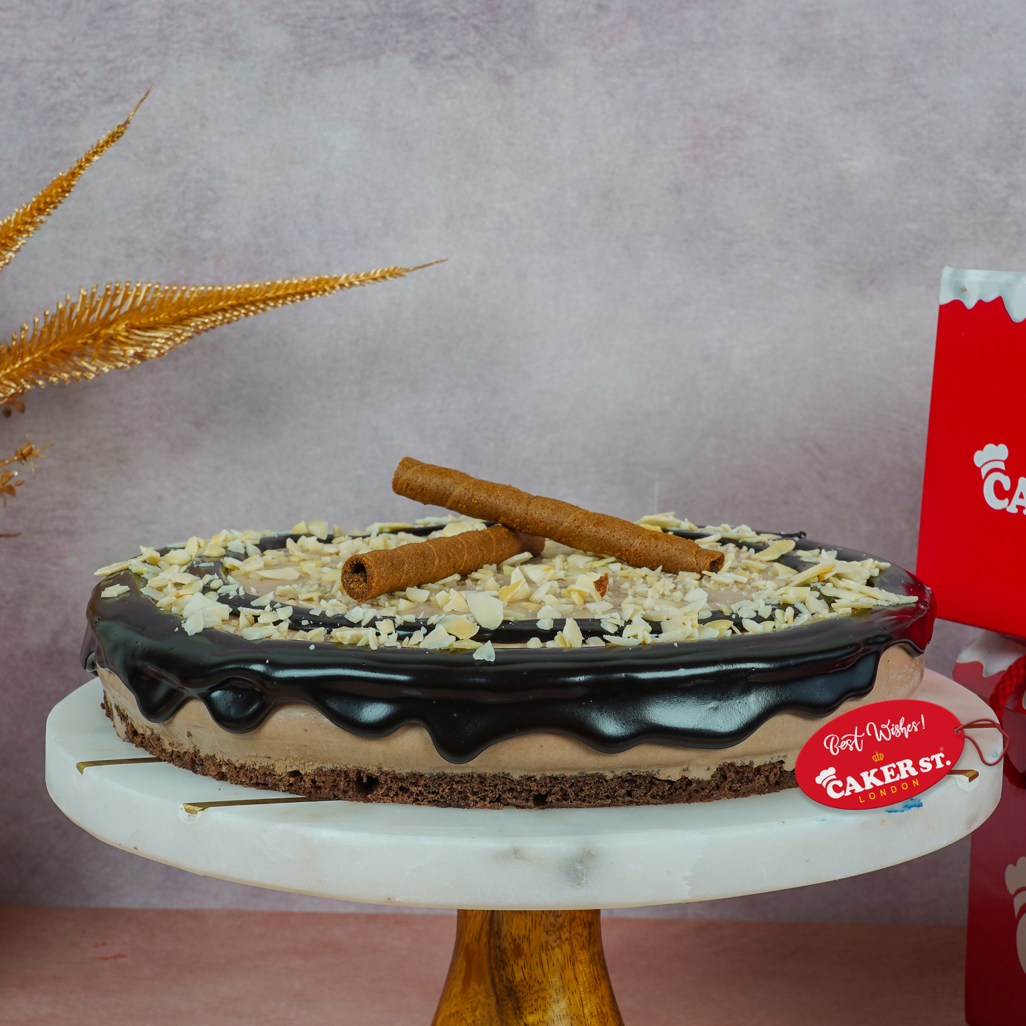 Chocolate Birthday Cake with Nut & Wafer Topping