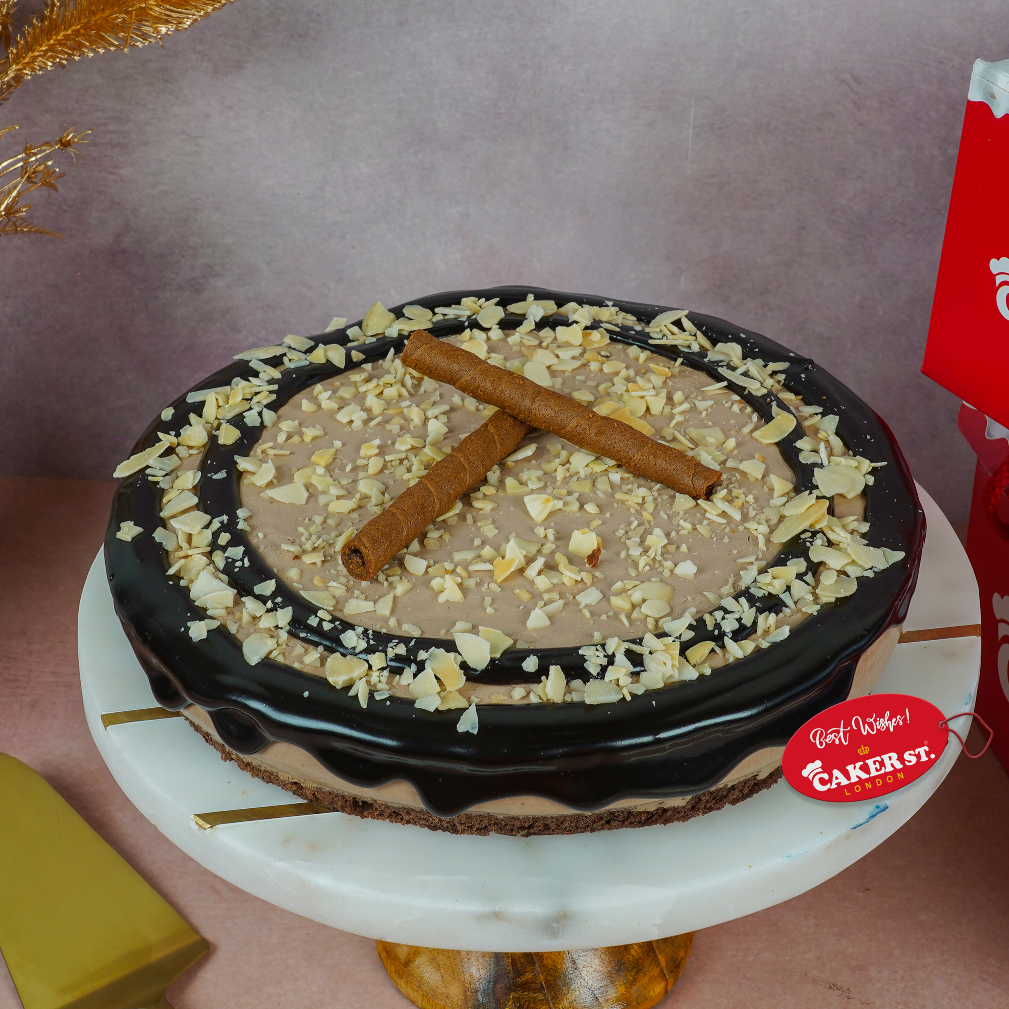 Chocolate Birthday Cake with Nut & Wafer Topping