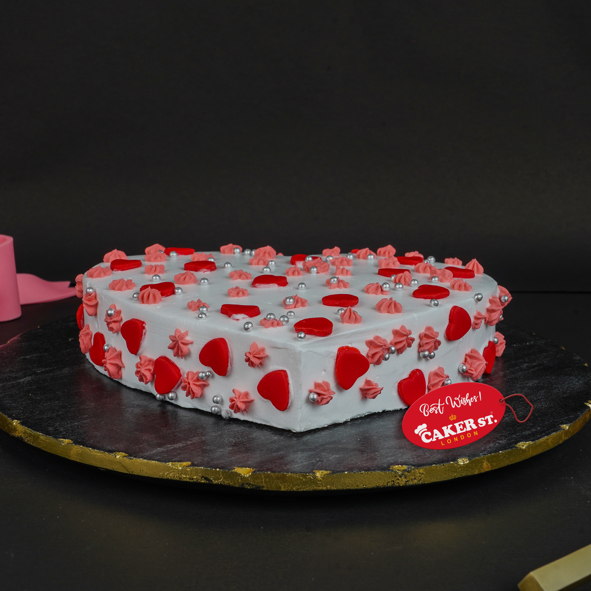Romantic Heart Cake with Custom Message