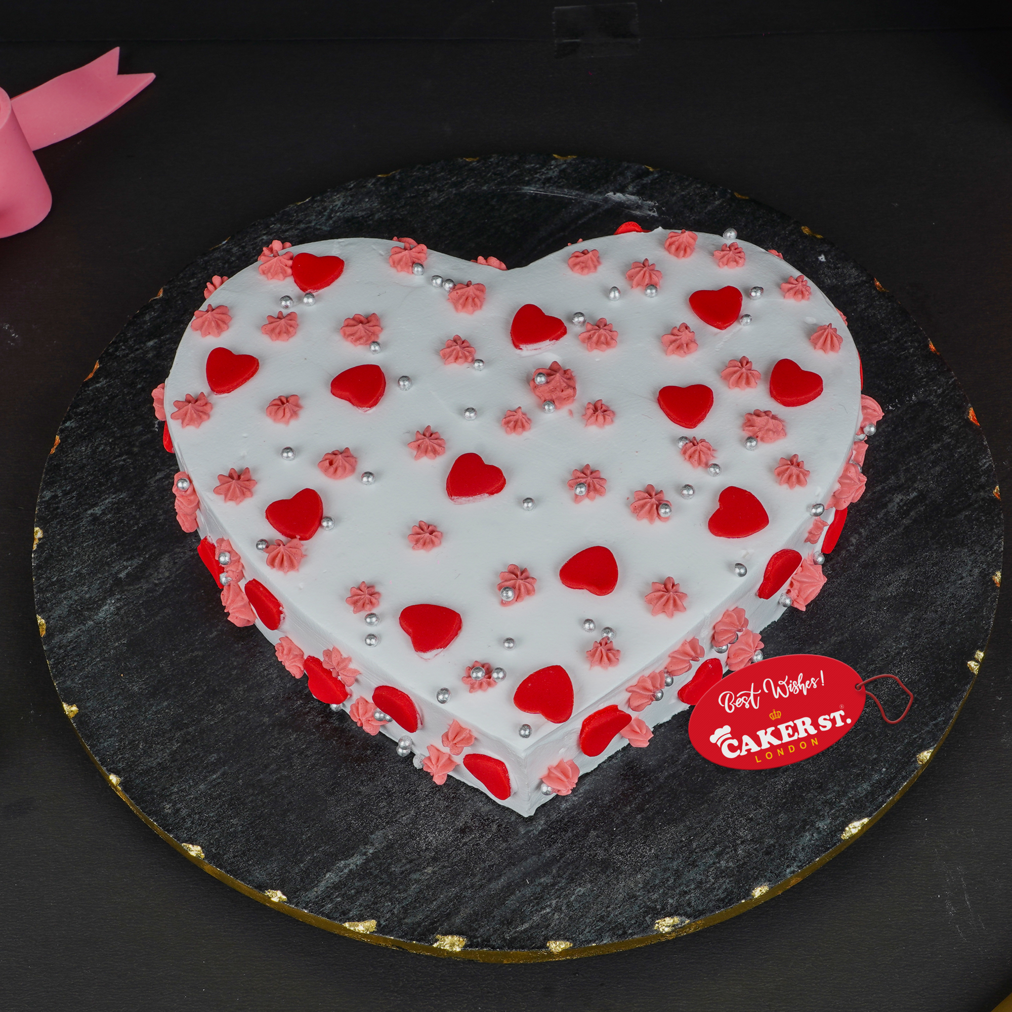 Romantic Heart Cake with Custom Message