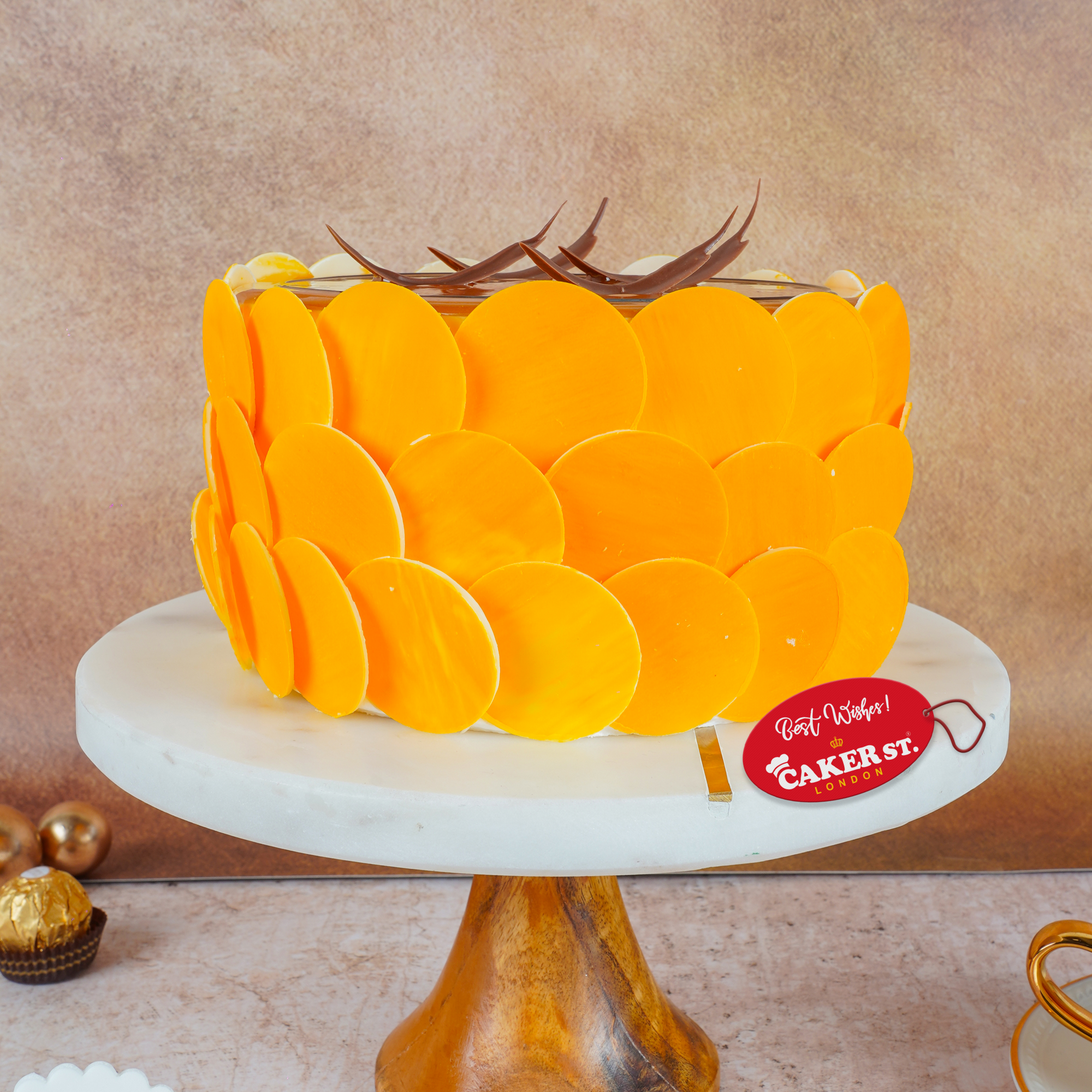 Elegant Orange Petal Birthday Cake for Her
