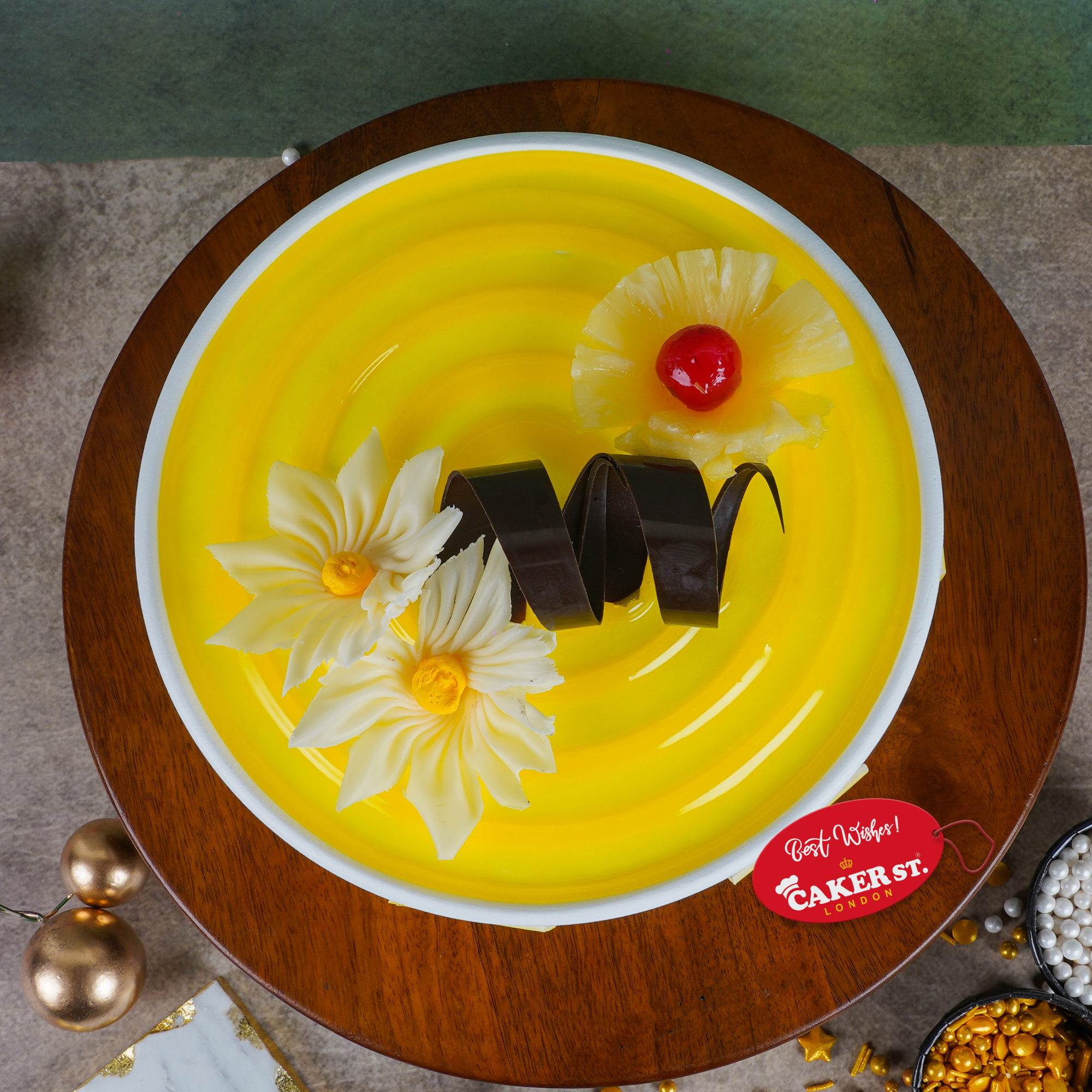 Elegant Yellow Floral Birthday Cake