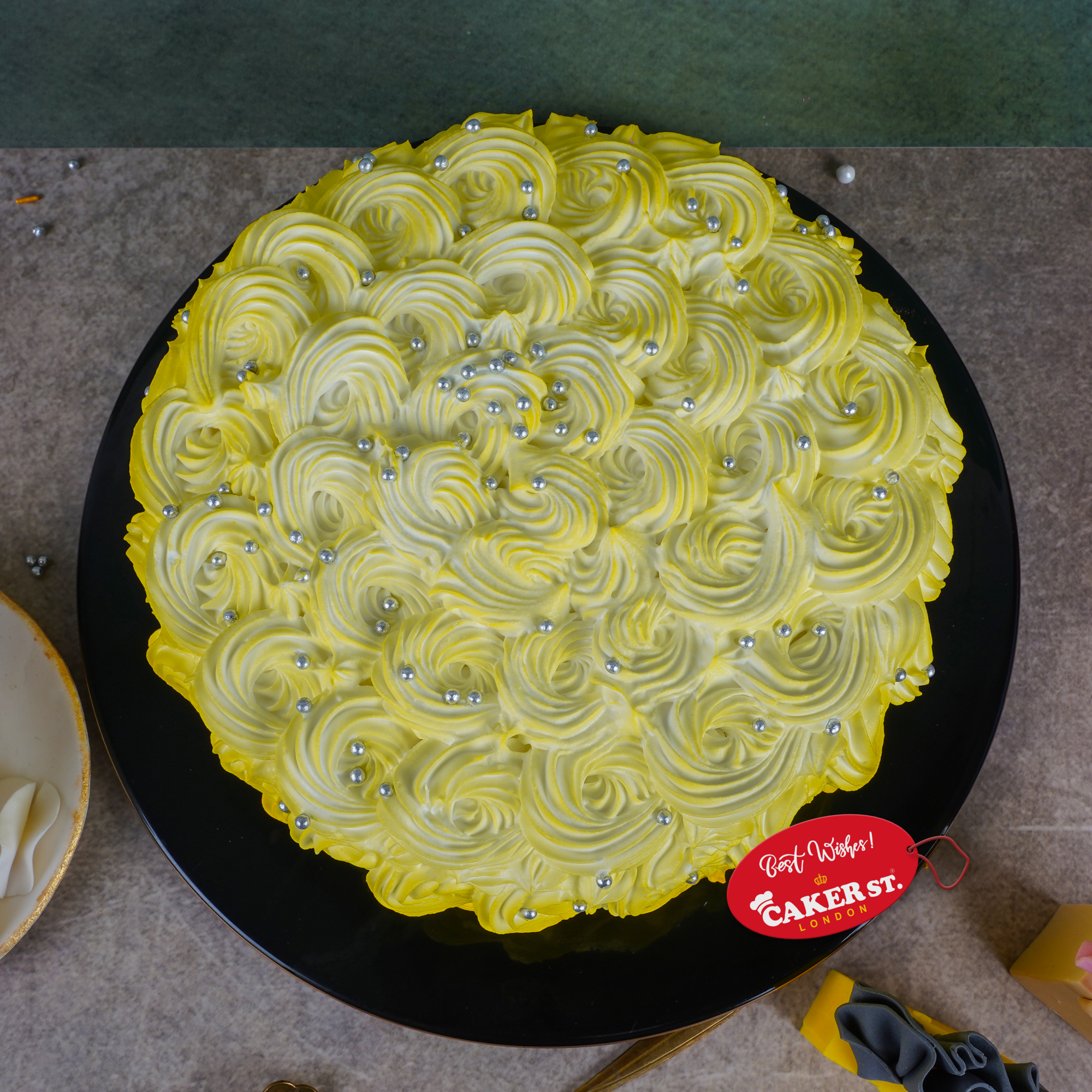 Yellow Rosette Ombre Birthday Cake