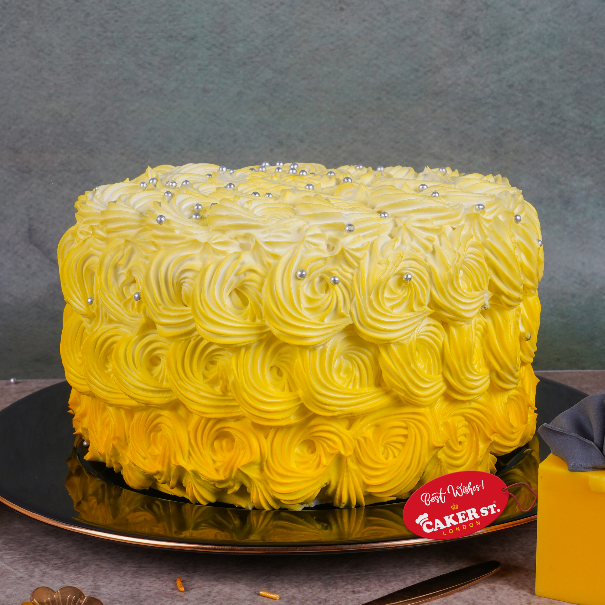 Yellow Rosette Ombre Birthday Cake