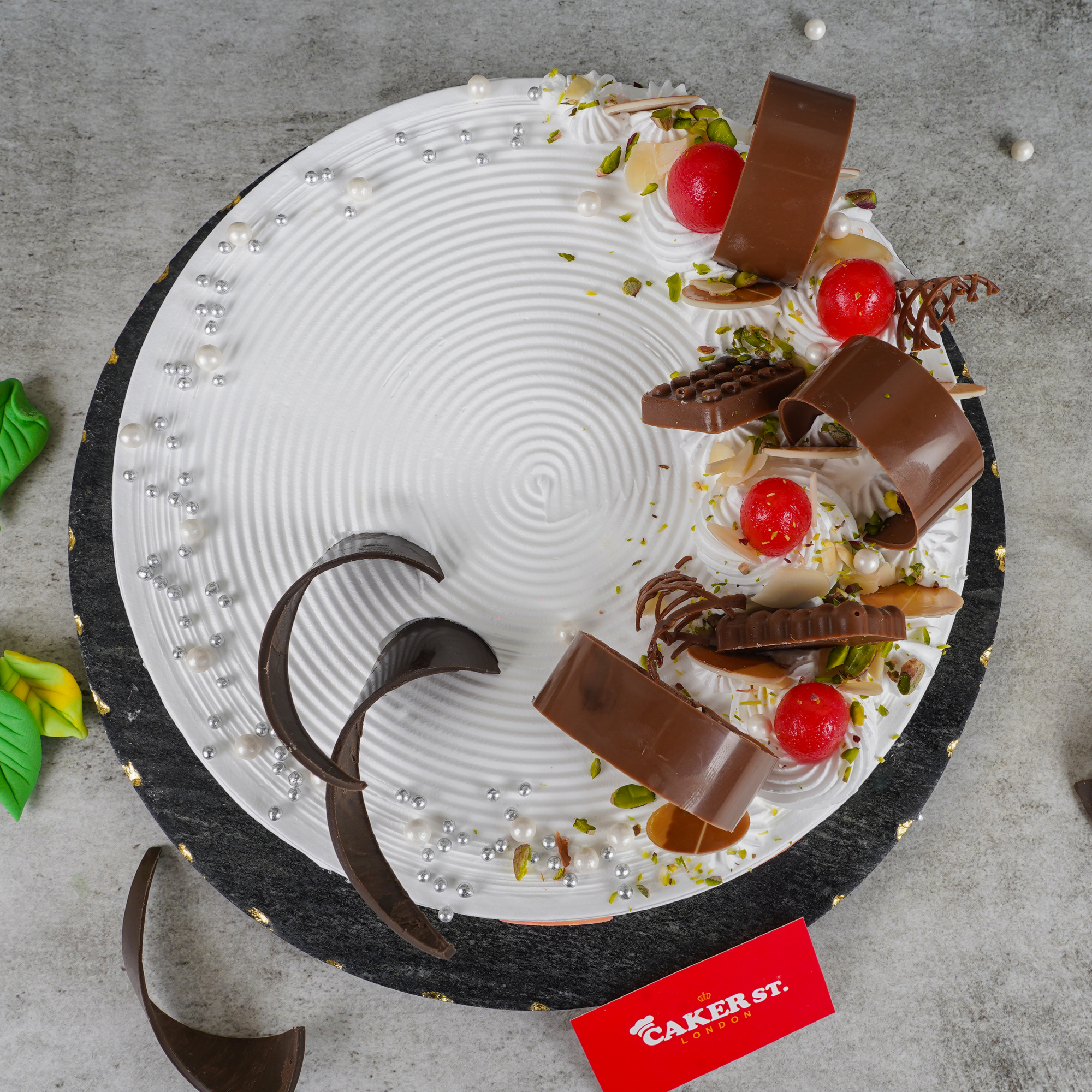 Personalised Anniversary Cake with Chocolate & Cherries