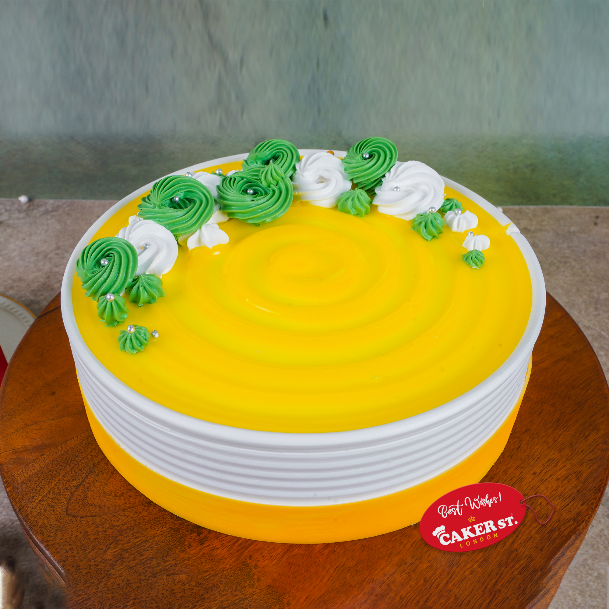 Vibrant Yellow & Green Birthday Cake