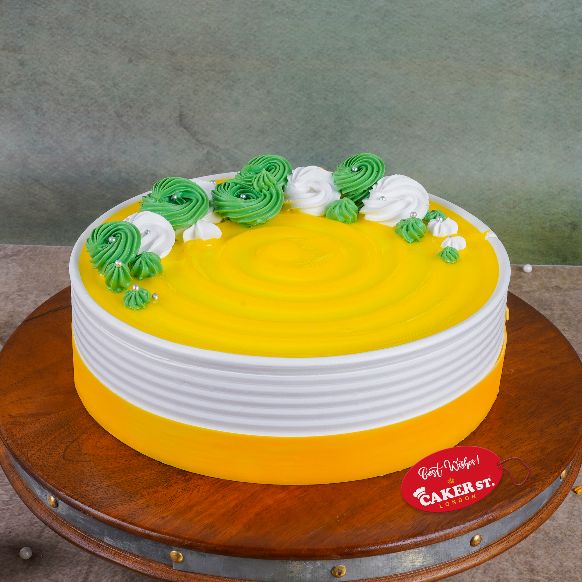 Vibrant Yellow & Green Birthday Cake