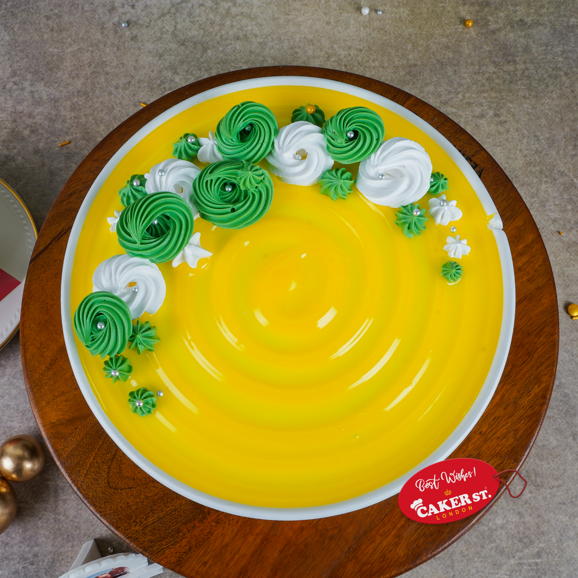 Vibrant Yellow & Green Birthday Cake