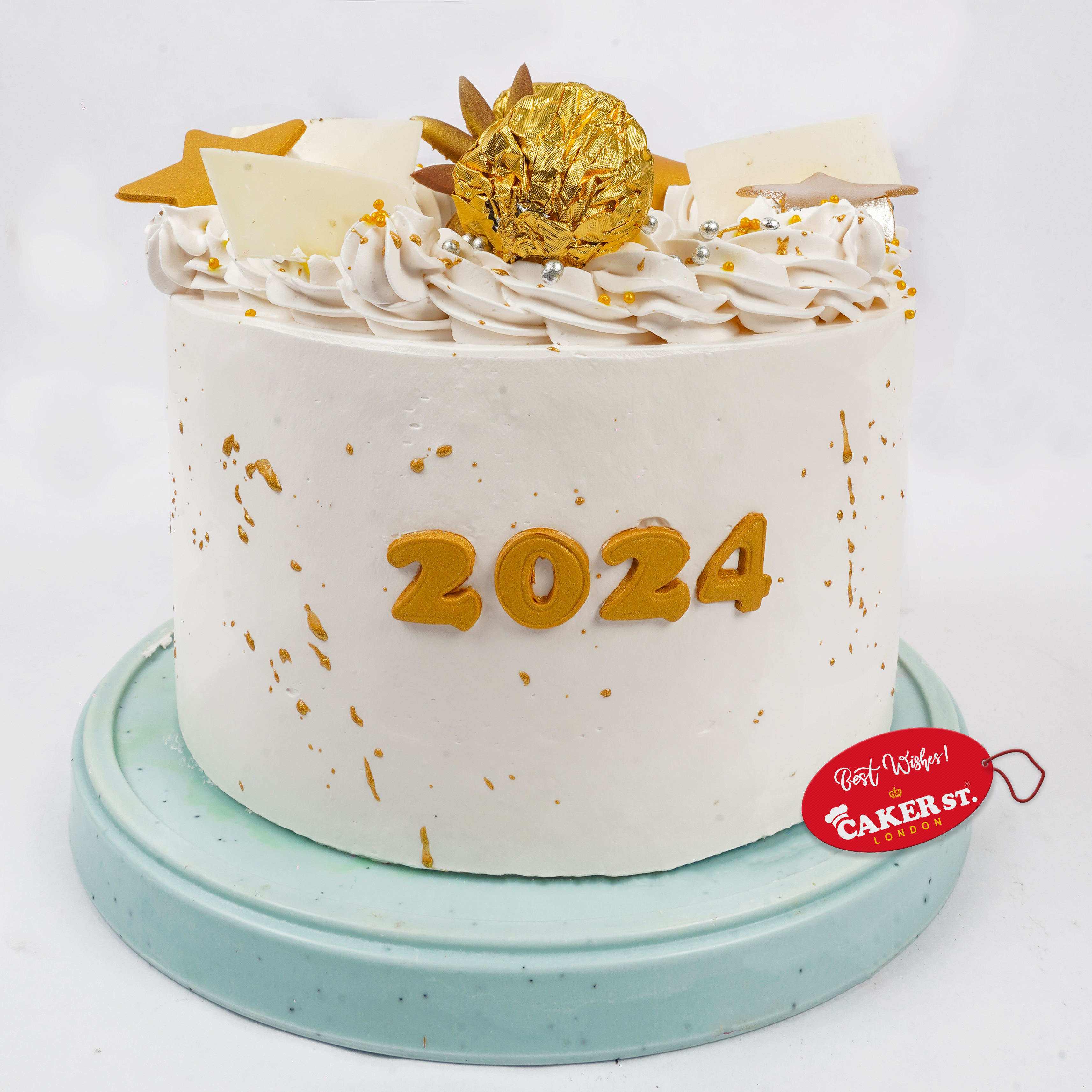 Gold Star Celebration Cake with Custom Number