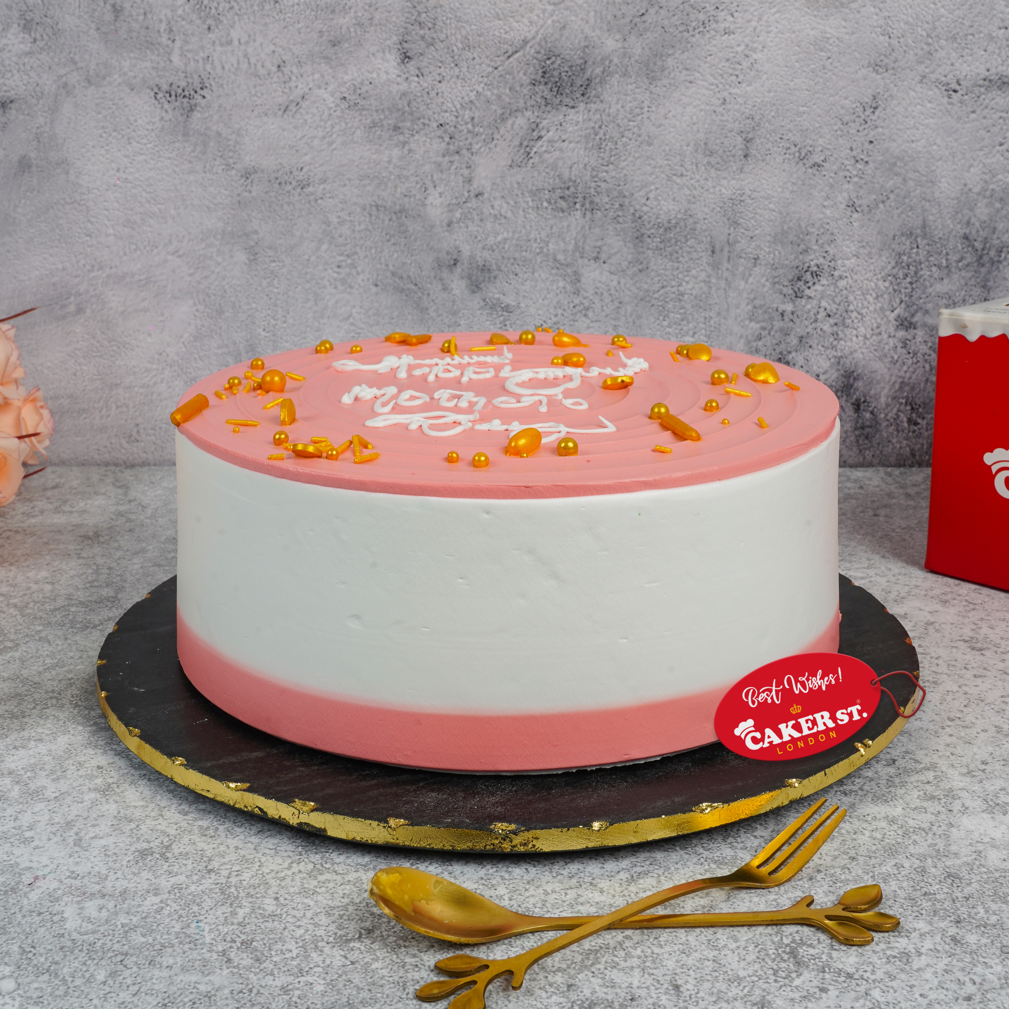 Elegant Pink & Gold Mother's Day Cake