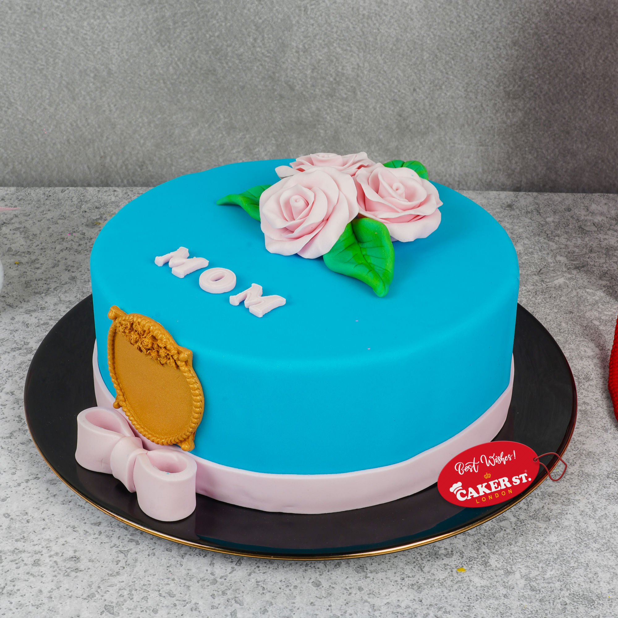 Floral Birthday Cake for Mum with Personalised Plaque