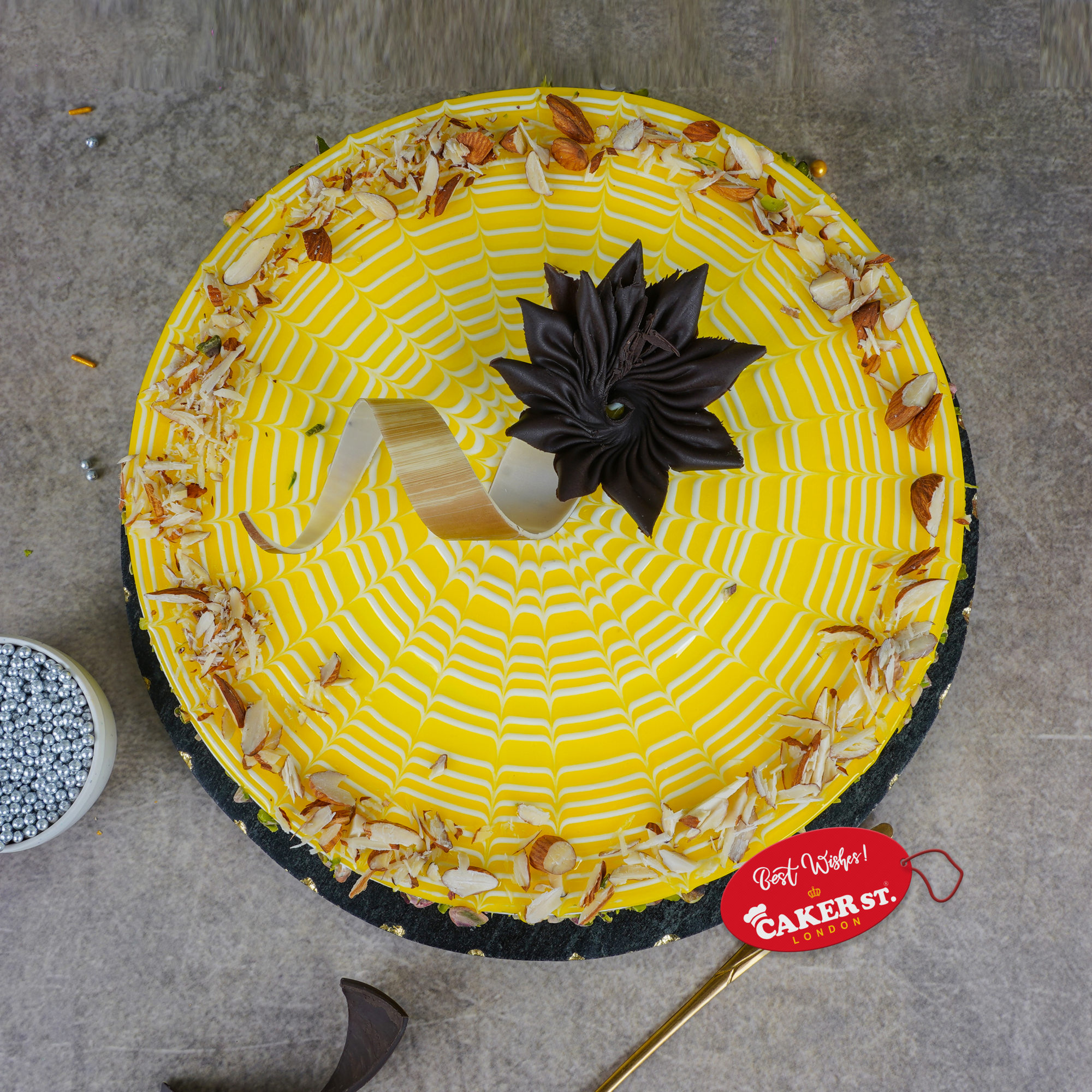 Bright Yellow Personalised Birthday Cake