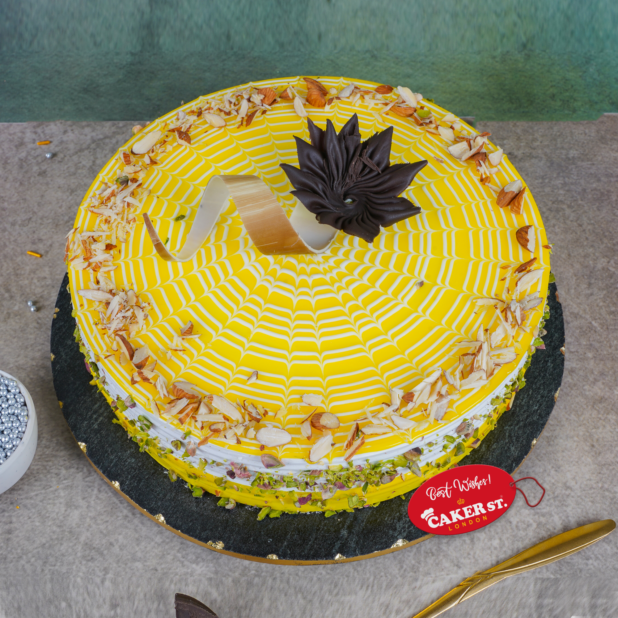 Bright Yellow Personalised Birthday Cake