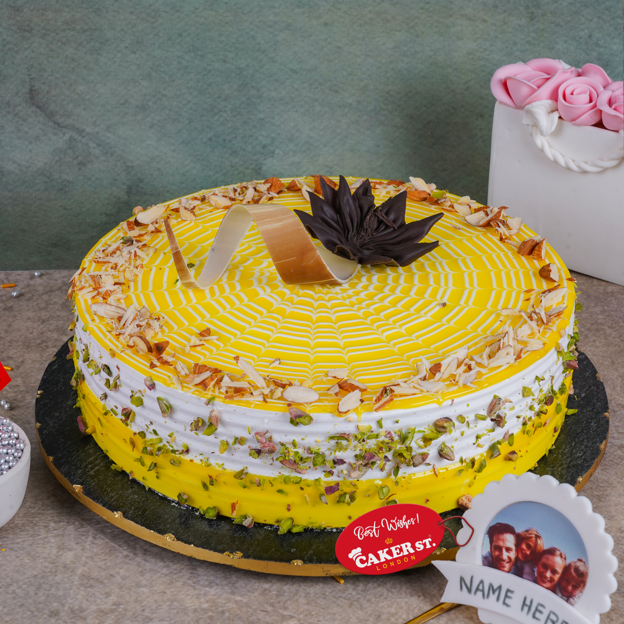 Bright Yellow Personalised Birthday Cake