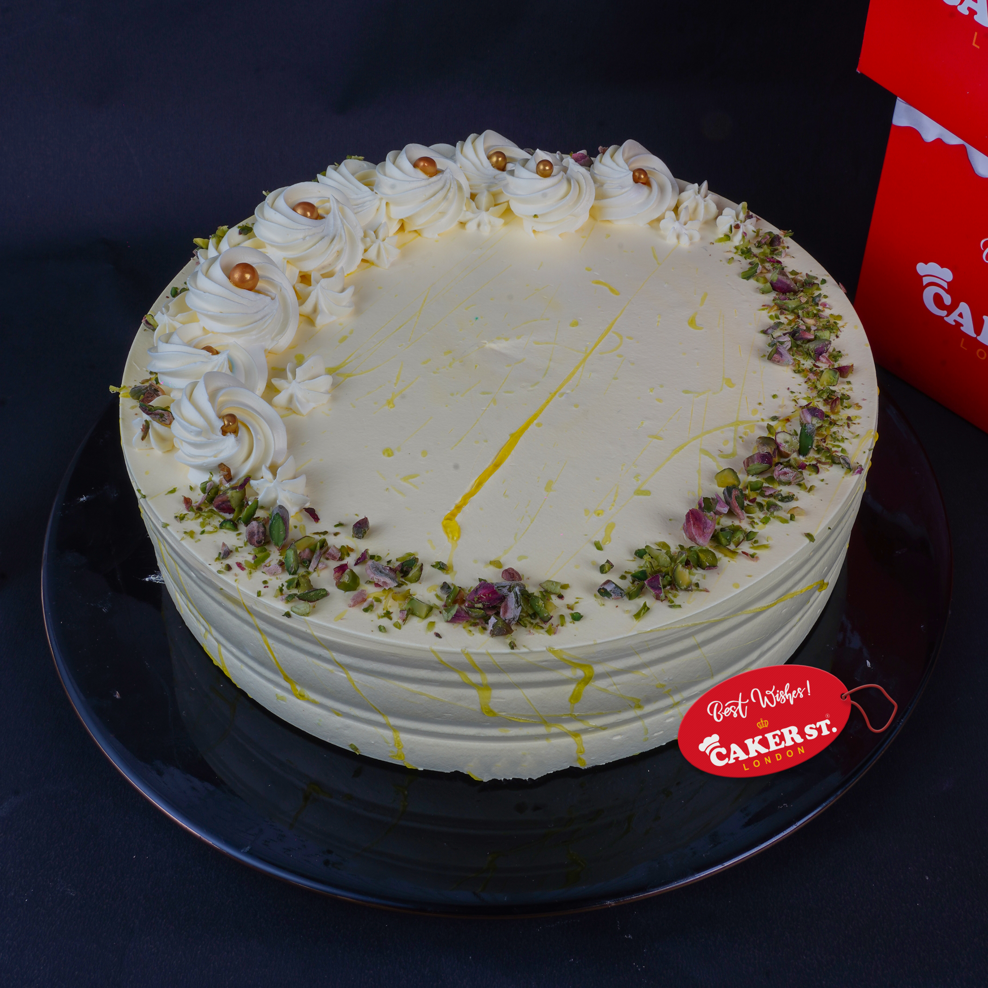 Elegant Floral Birthday Cake with Pistachio & Rose Style Accents