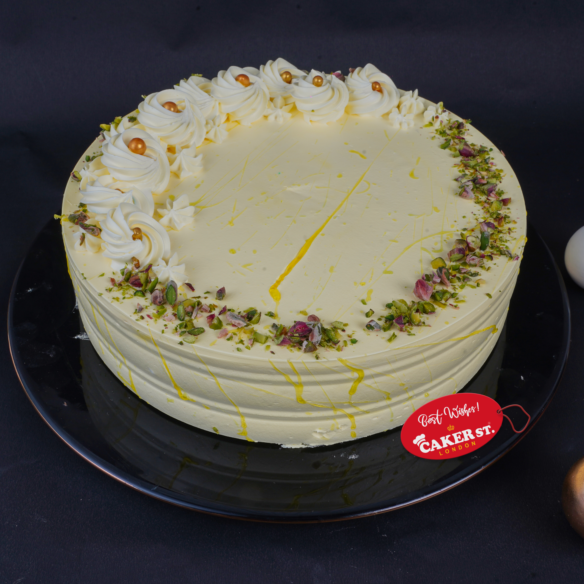 Elegant Floral Birthday Cake with Pistachio & Rose Style Accents