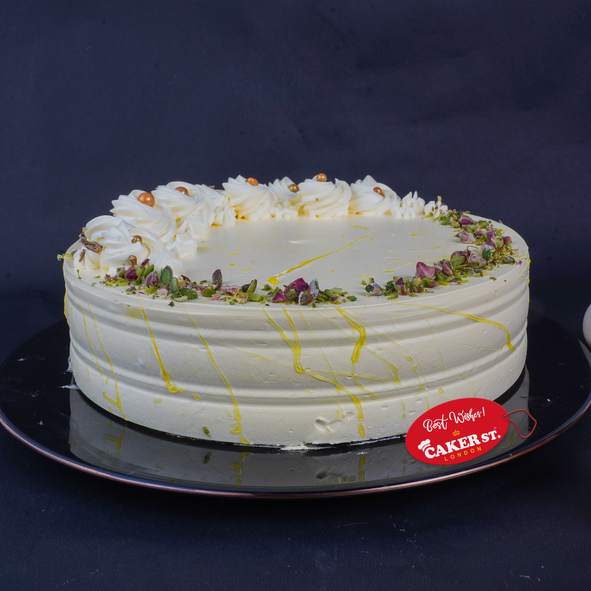 Elegant Floral Birthday Cake with Pistachio & Rose Style Accents