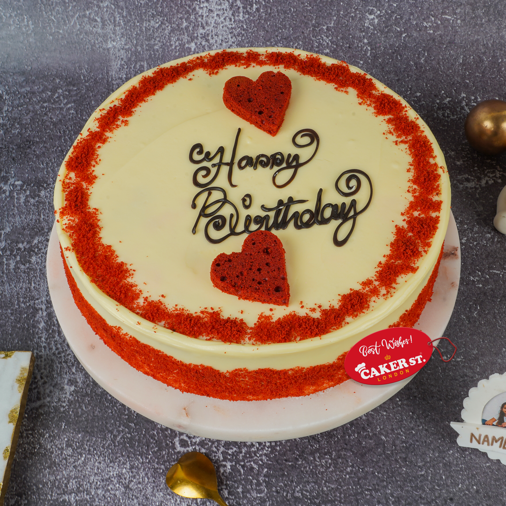 Red Velvet Style Heart Birthday Cake