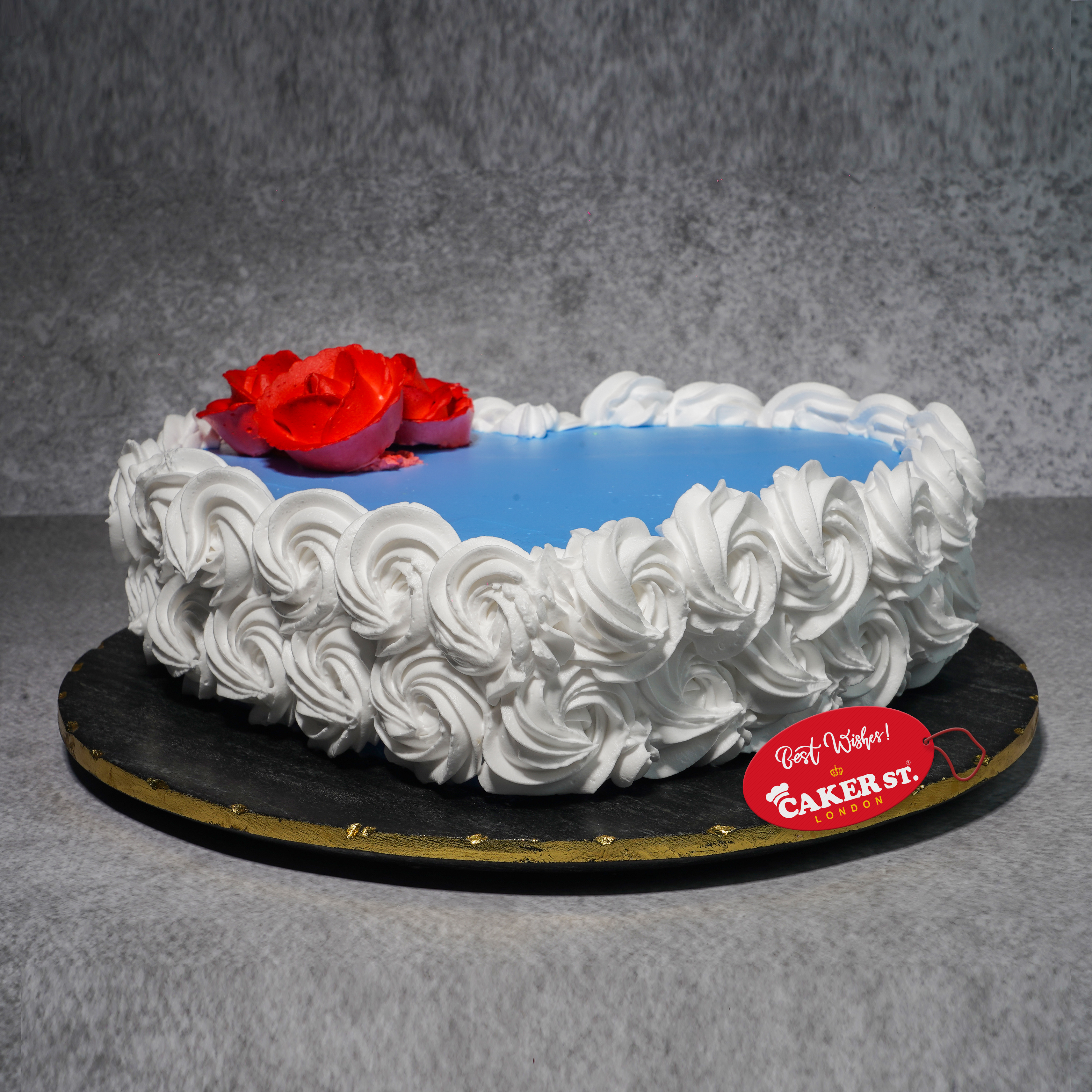 Romantic Heart Cake with Red Roses