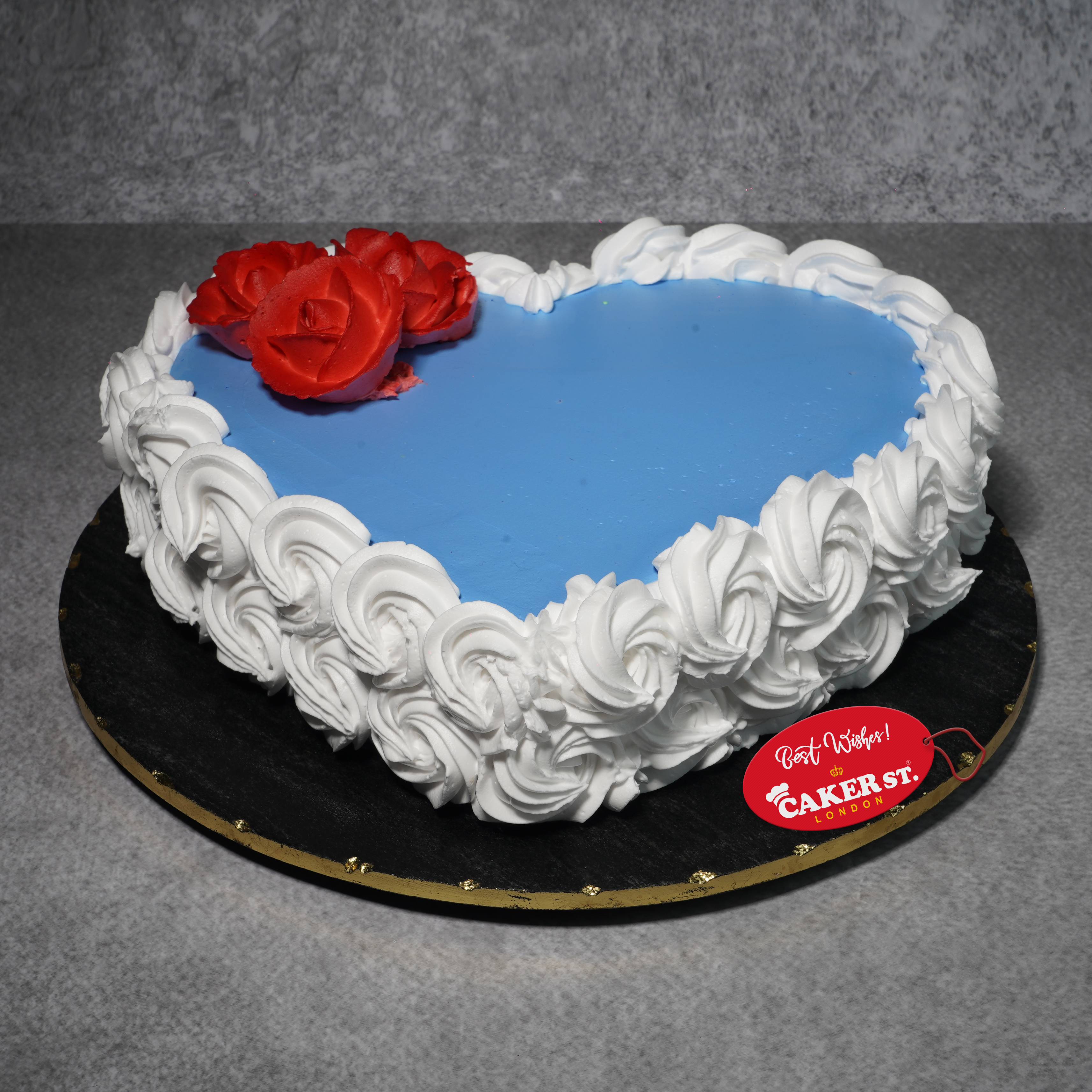 Romantic Heart Cake with Red Roses