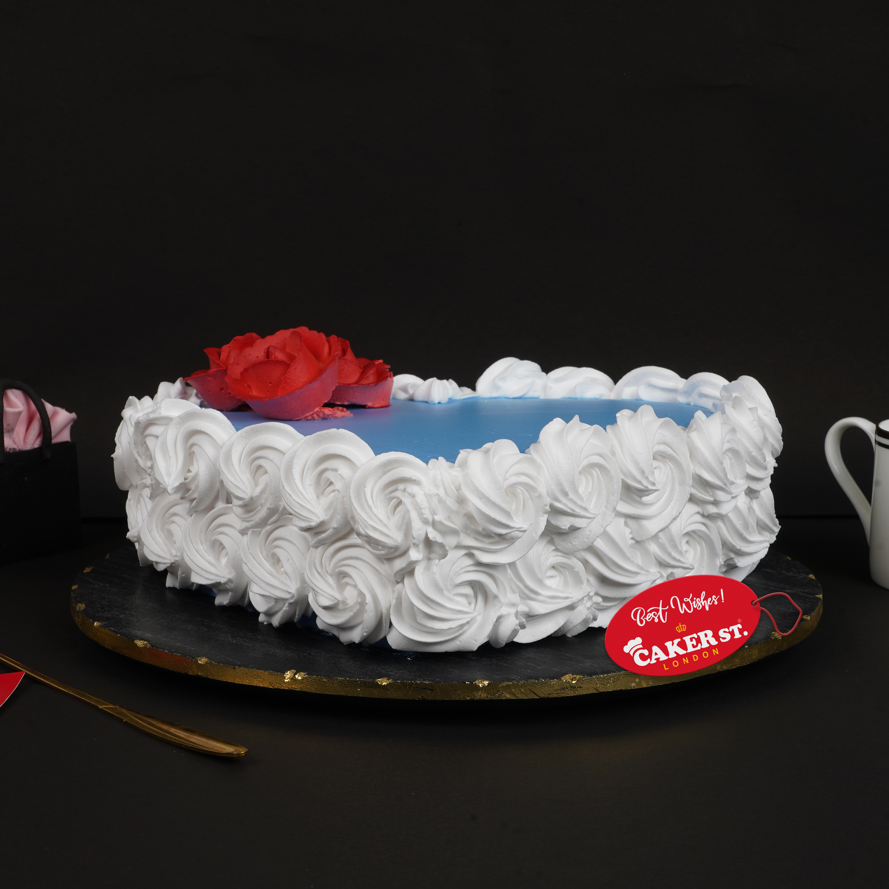 Romantic Heart Cake with Red Roses