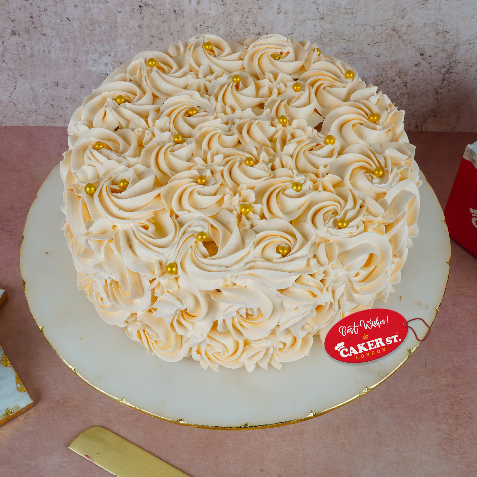 Cream Rosette Anniversary Cake