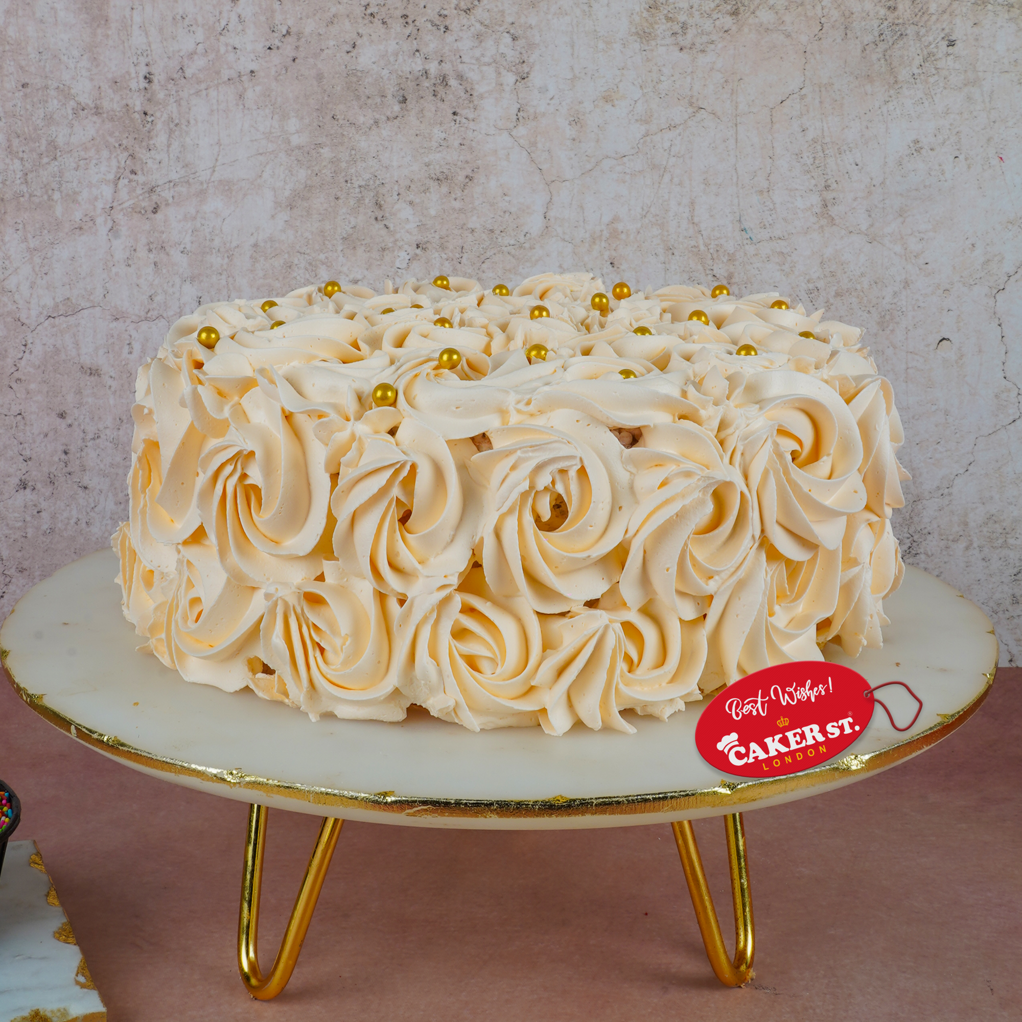 Cream Rosette Anniversary Cake
