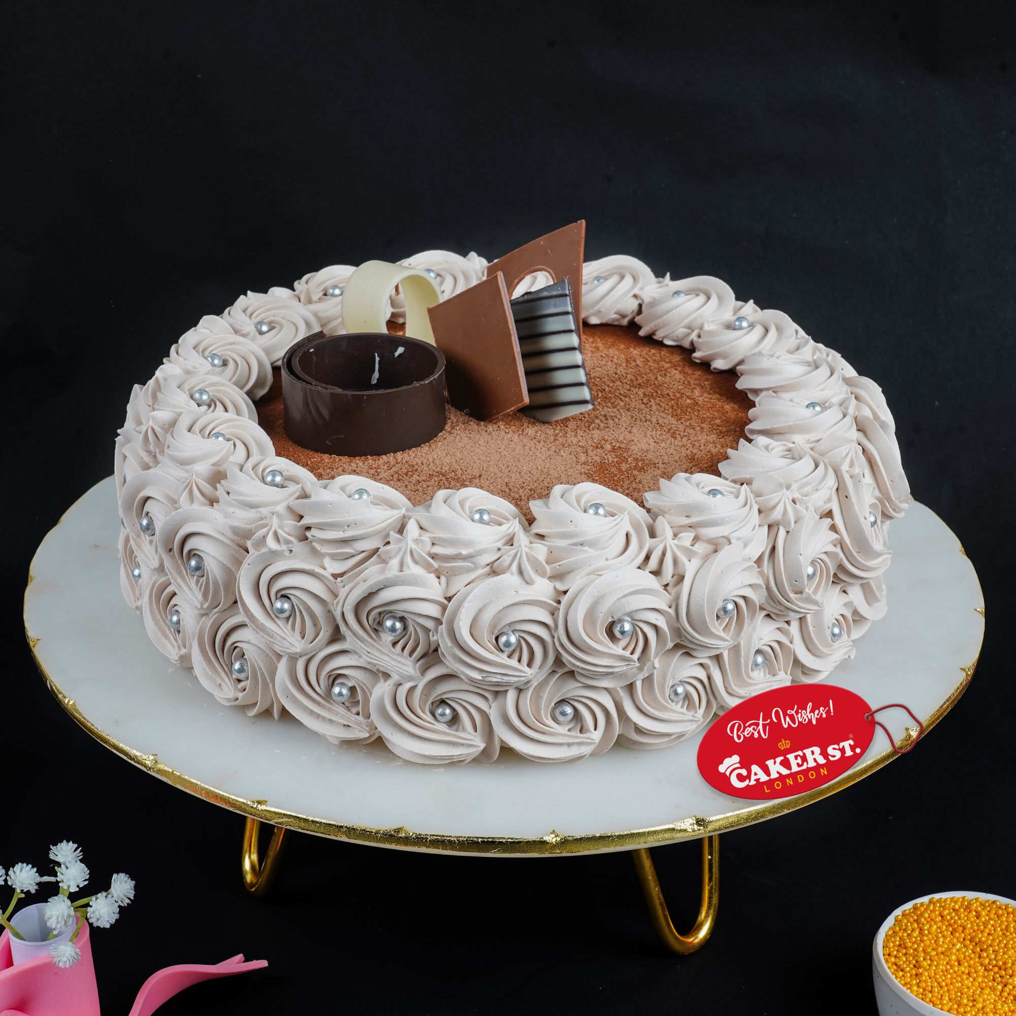 Elegant Chocolate Rosette Birthday Cake