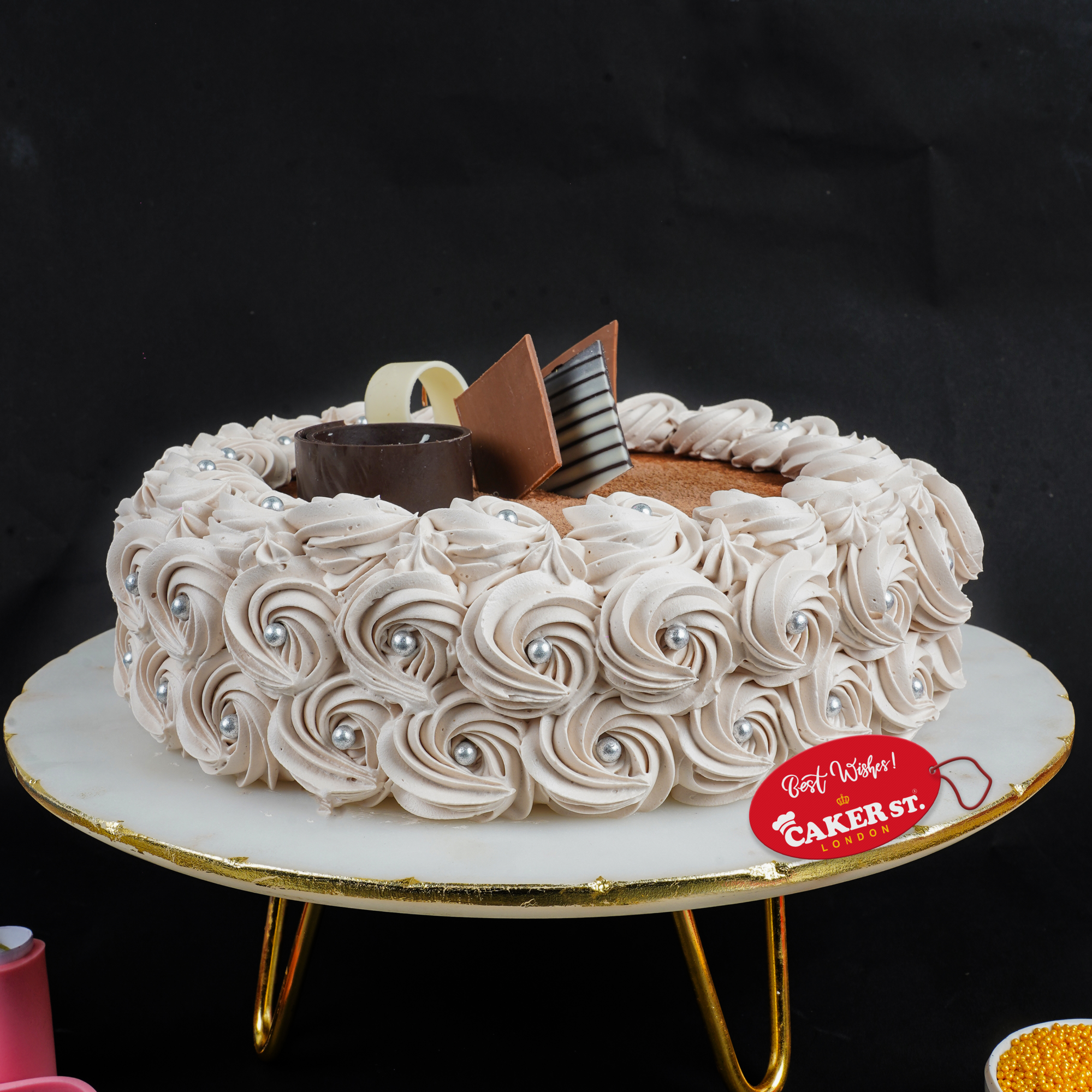 Elegant Chocolate Rosette Birthday Cake