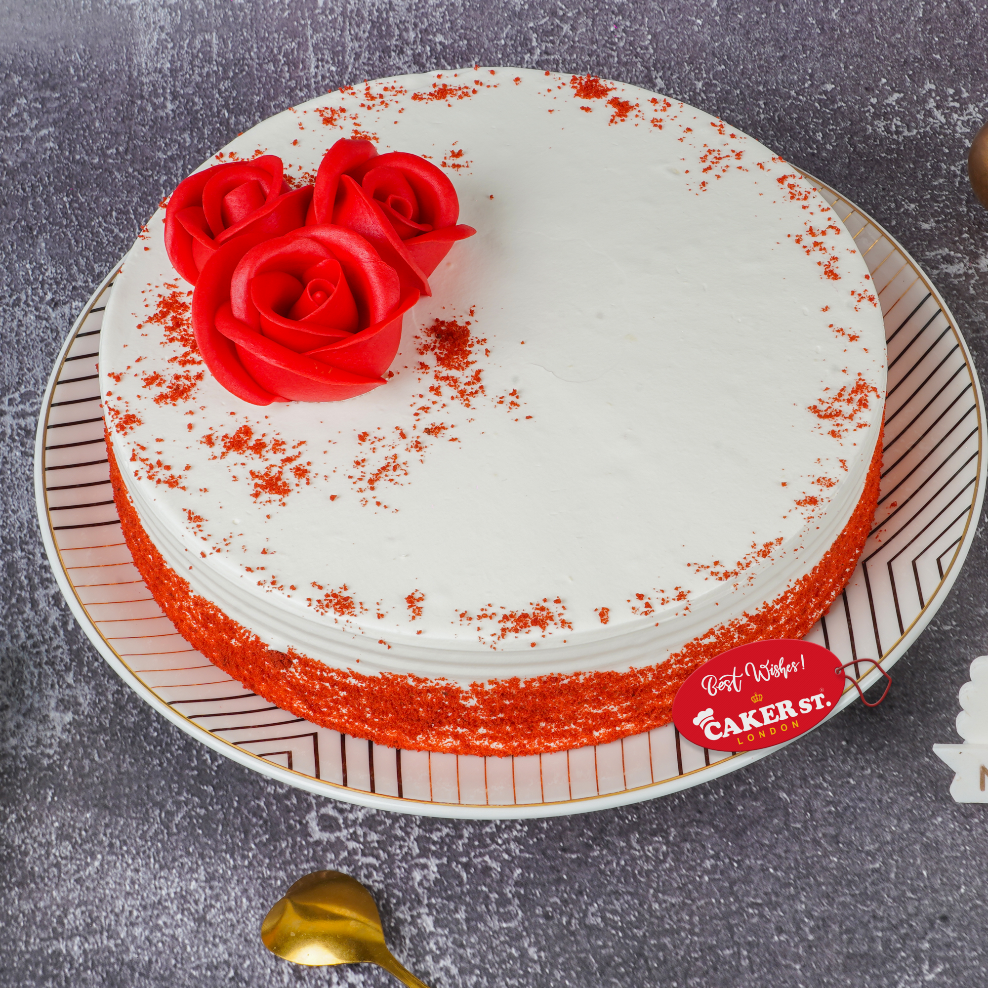 Elegant Red Rose Birthday Cake