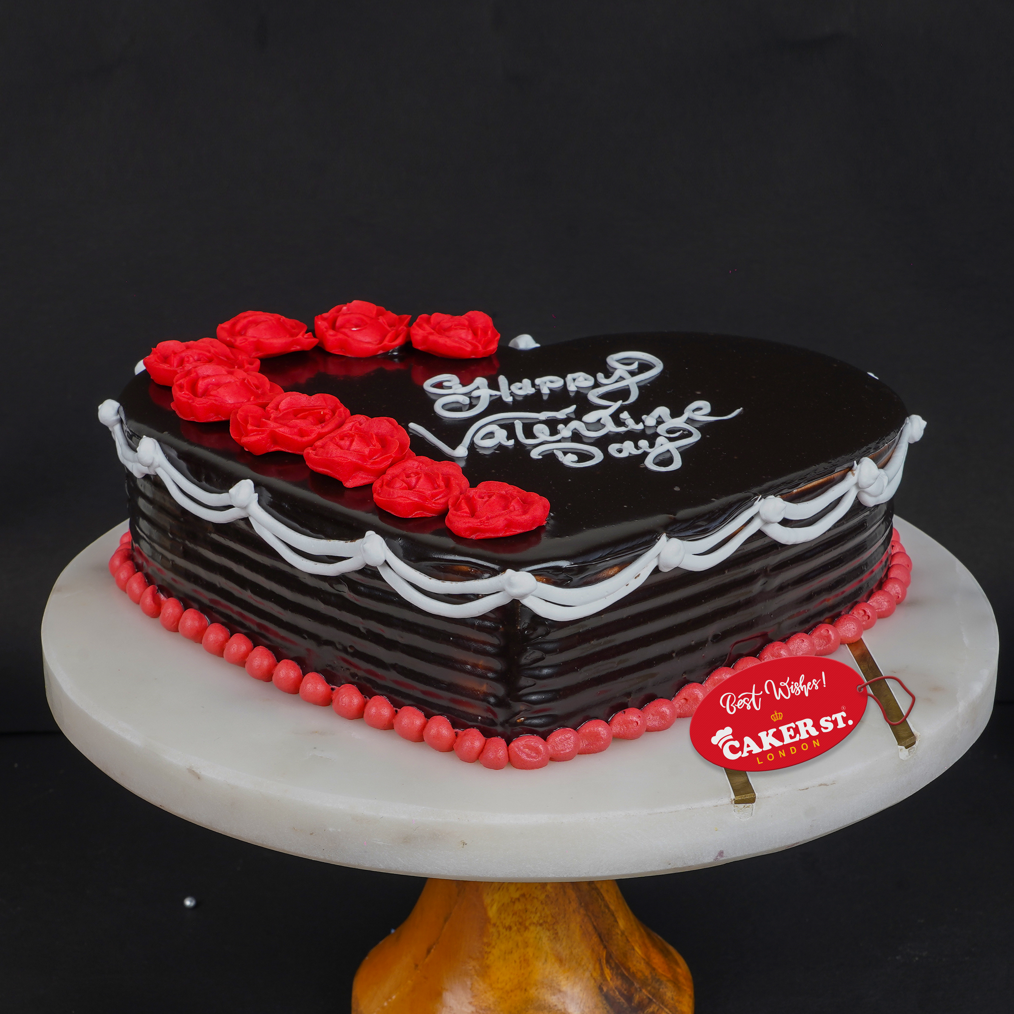 Valentine's Day Heart Cake with Red Roses