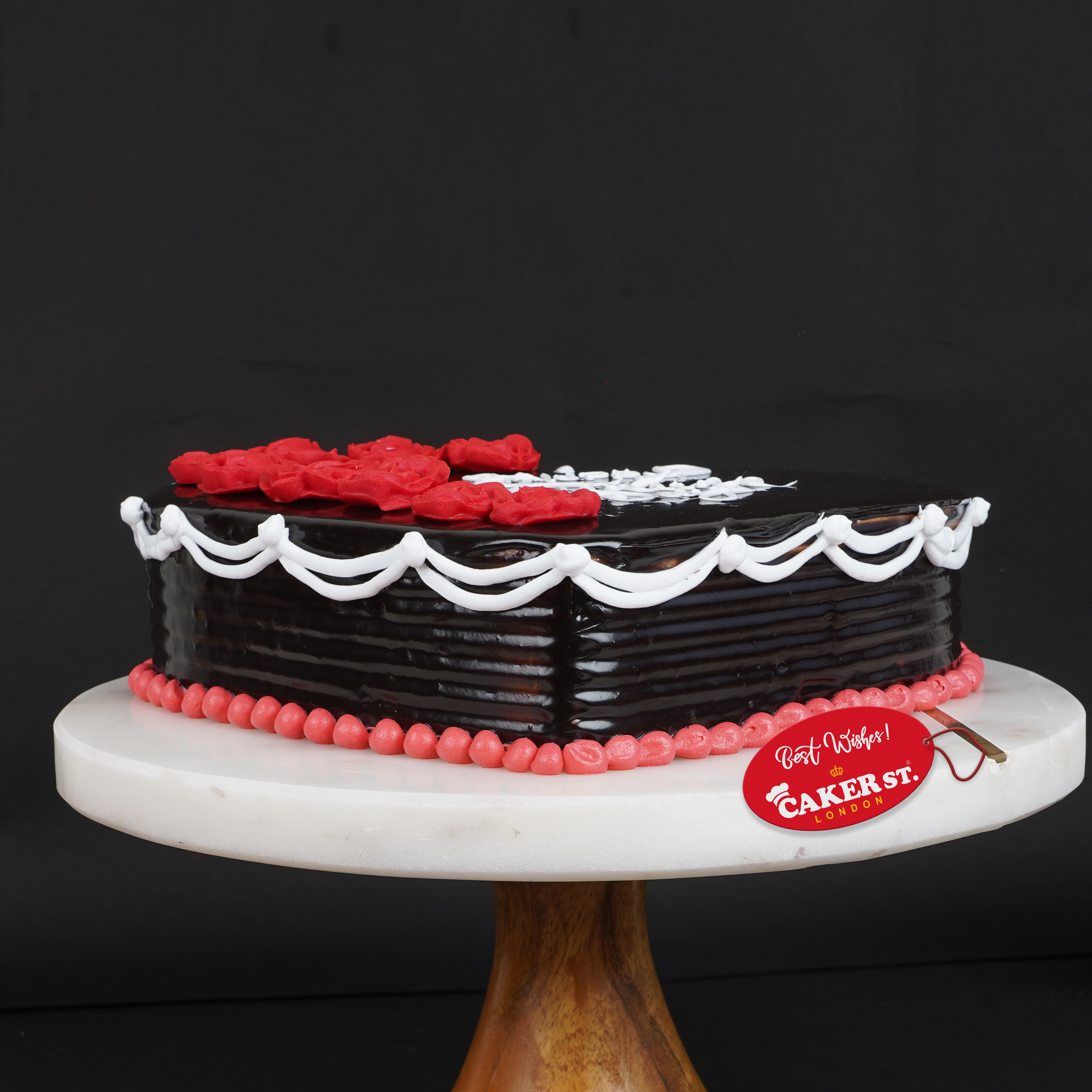 Valentine's Day Heart Cake with Red Roses
