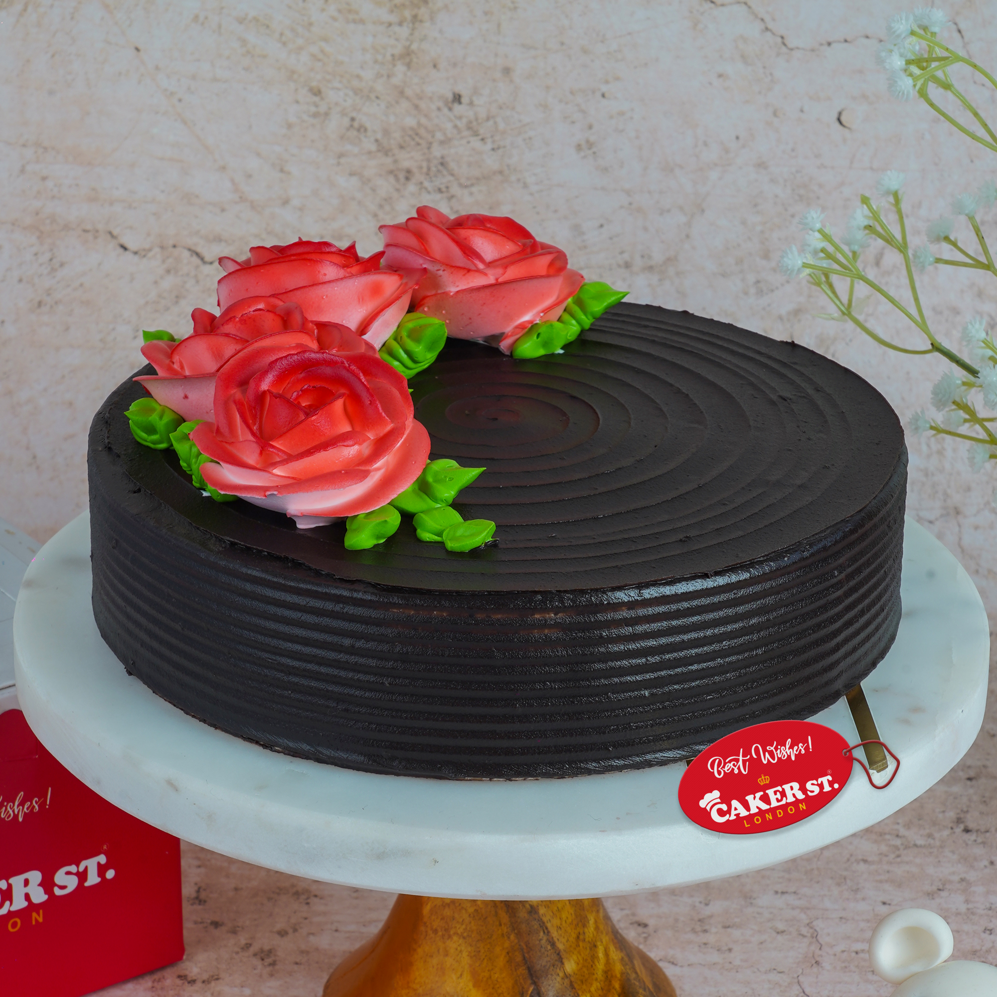 Chocolate Floral Rose Birthday Cake