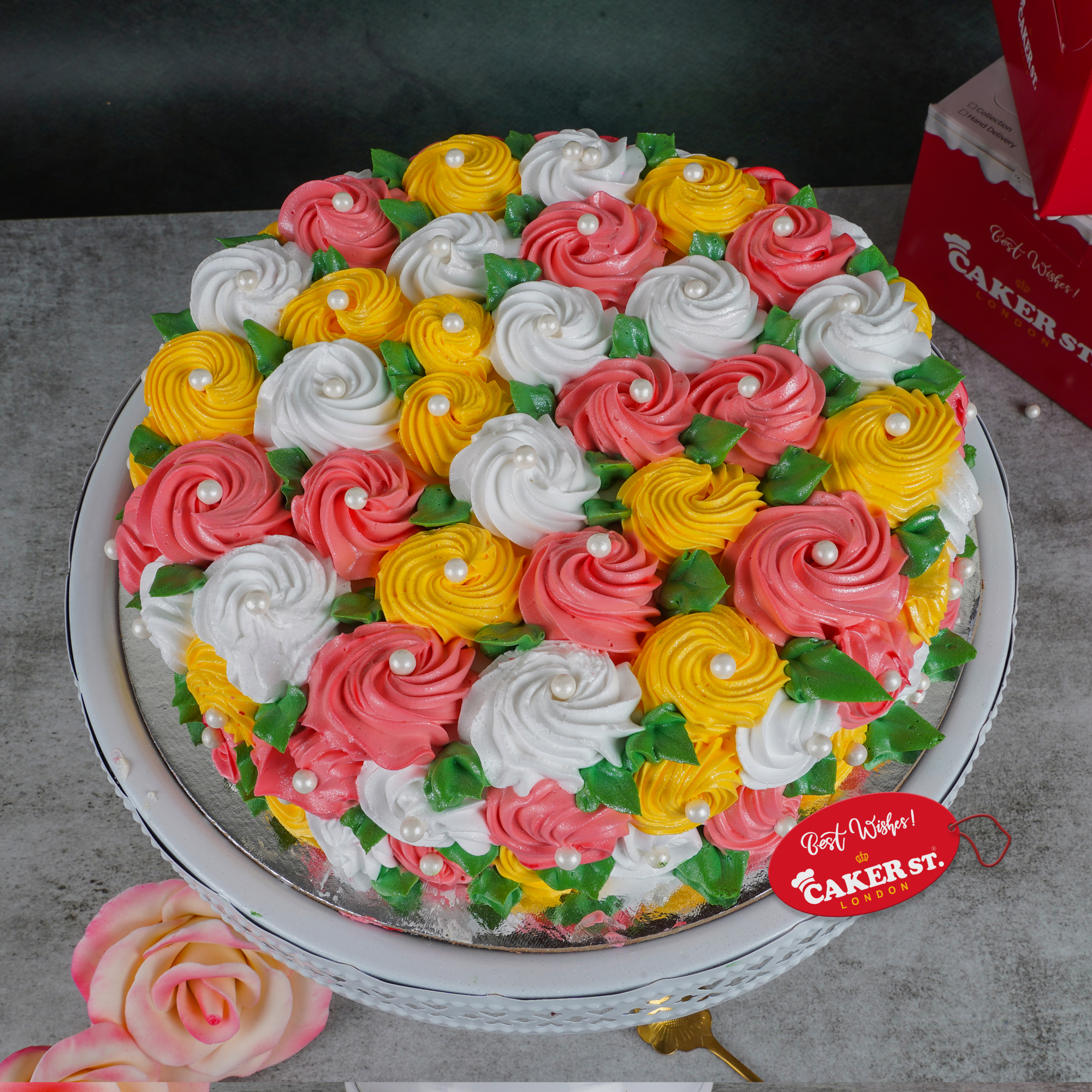 Floral Rosette Birthday Cake for Her
