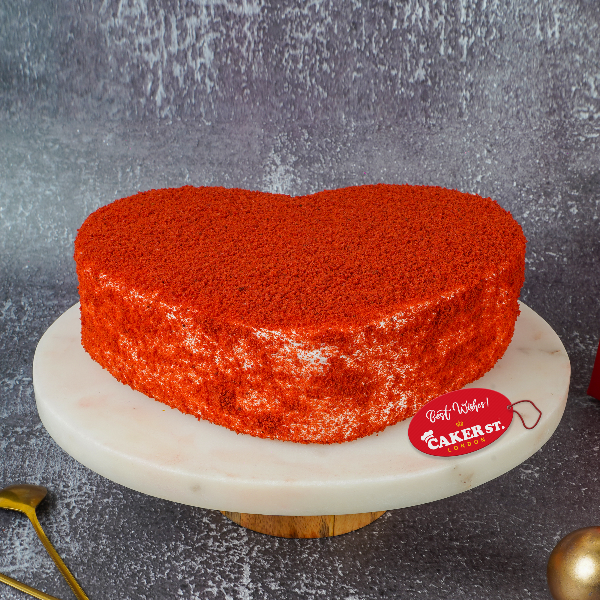 Personalised Red Velvet Heart Anniversary Cake