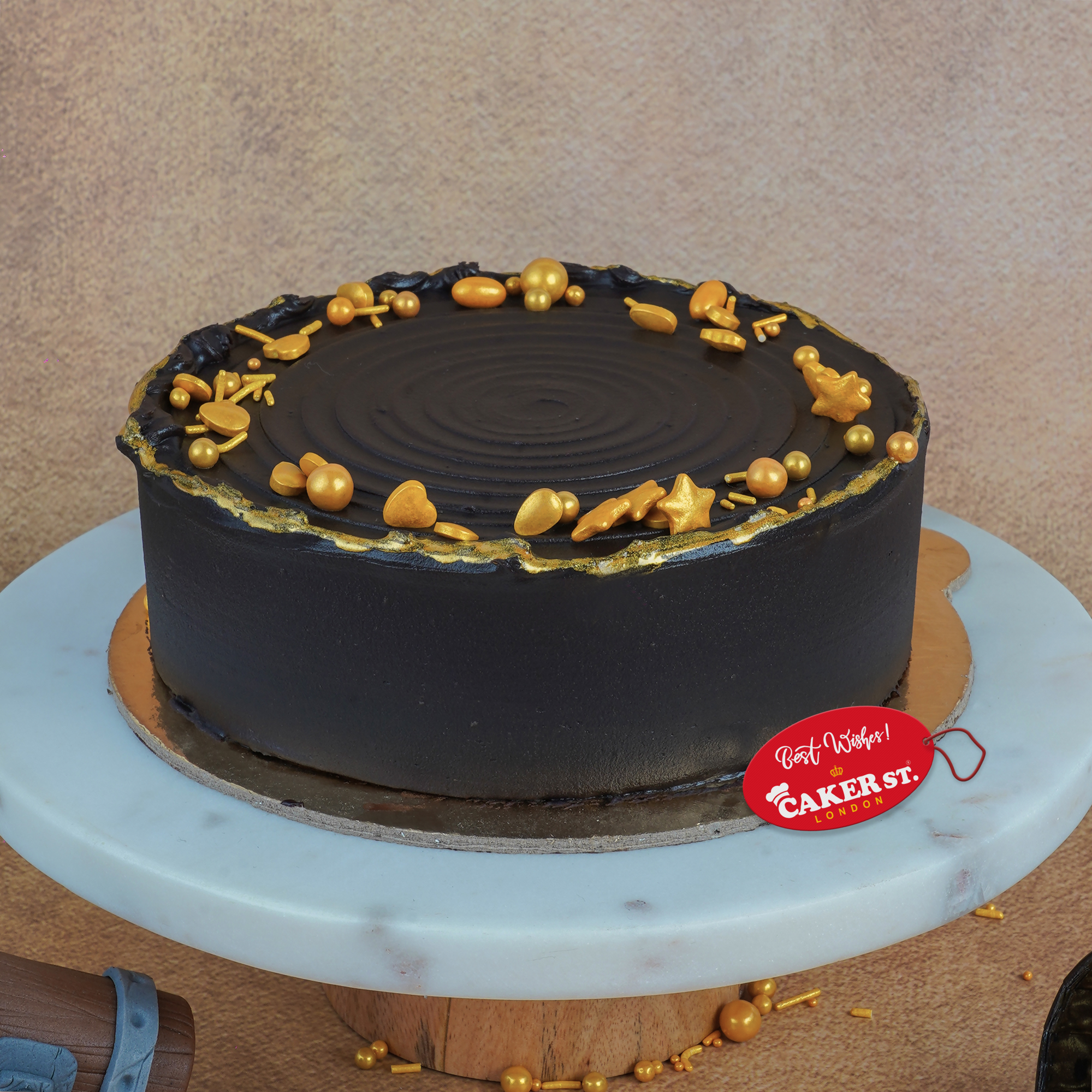 Elegant Black & Gold Birthday Cake for Men