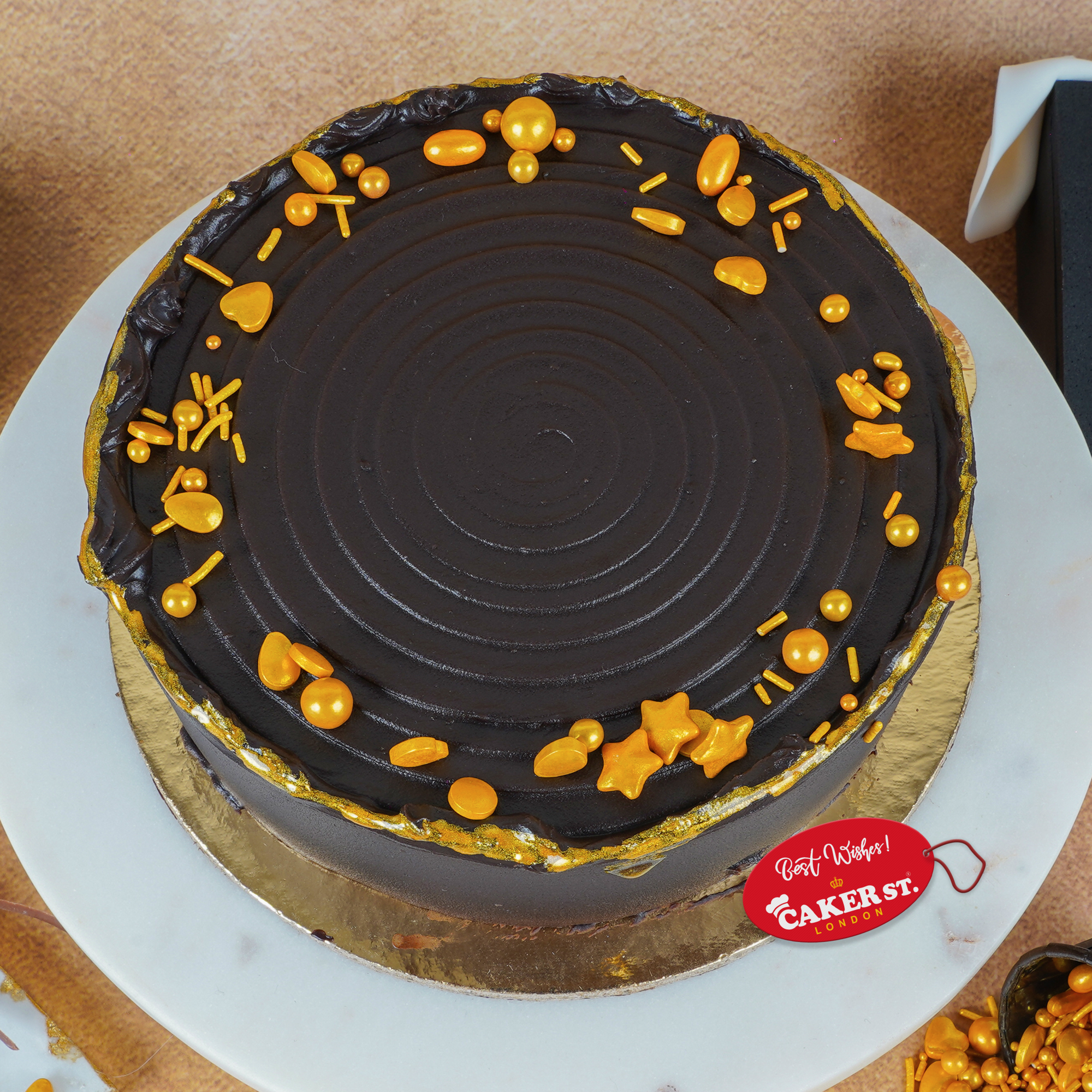 Elegant Black & Gold Birthday Cake for Men