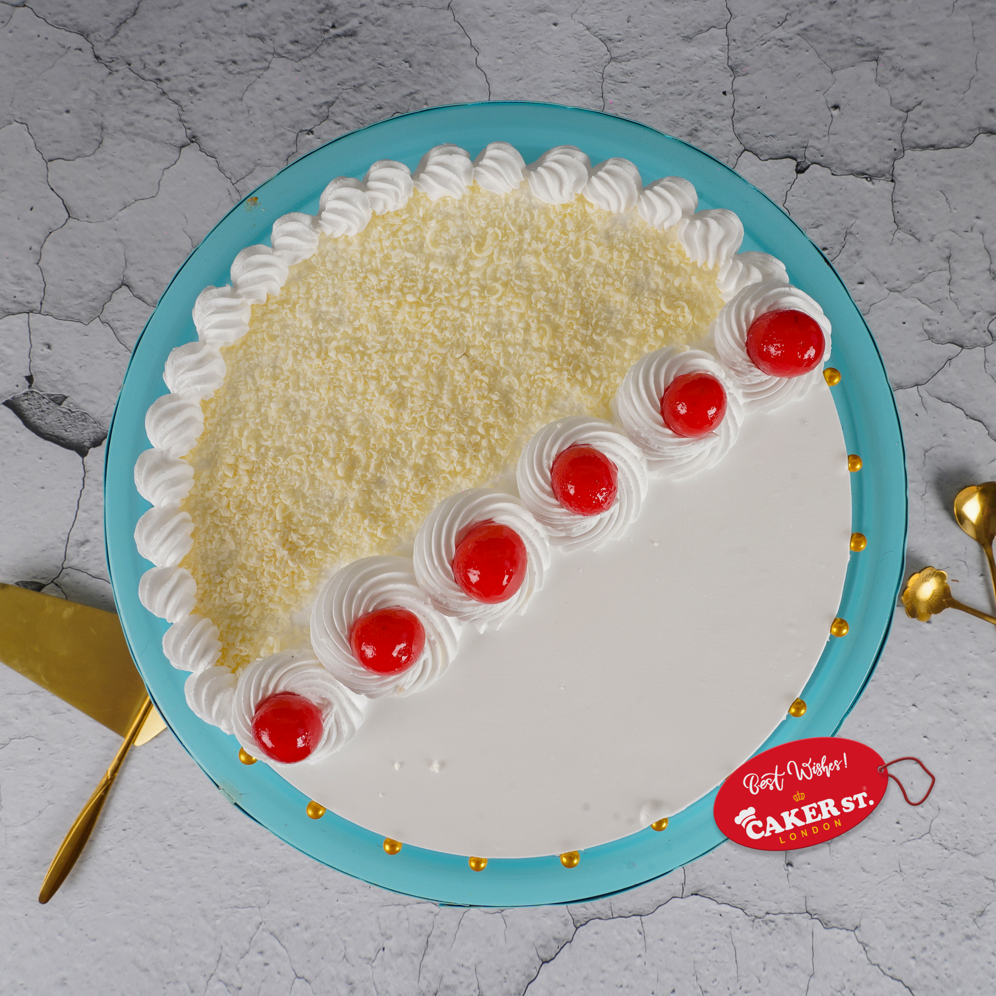 Elegant Cherry & Pearl Birthday Cake